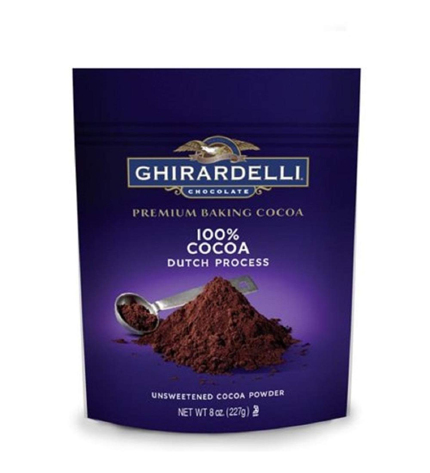 Ghirardelli Unsweetened Dutch Process Cocoa Pouch, 8 Ounce, Brown, Dark Chocolate