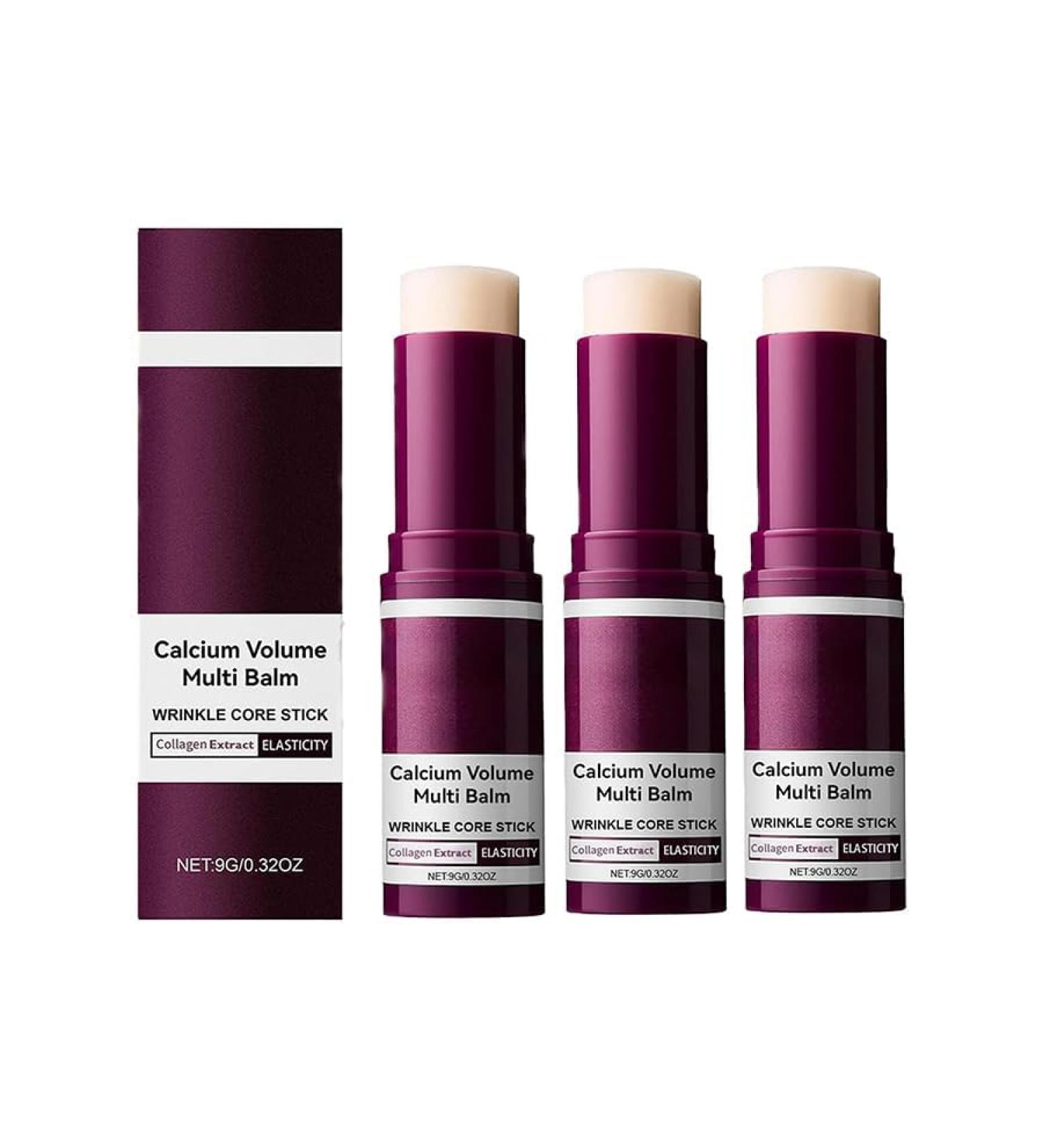 Musellot Calcium Volume Multi Balm Wrinkle Core Stick Collagen Moisturing Stick Hydrating Almond & Vitamin E for Lip Balm Eye Cream Neck (3 pcs)