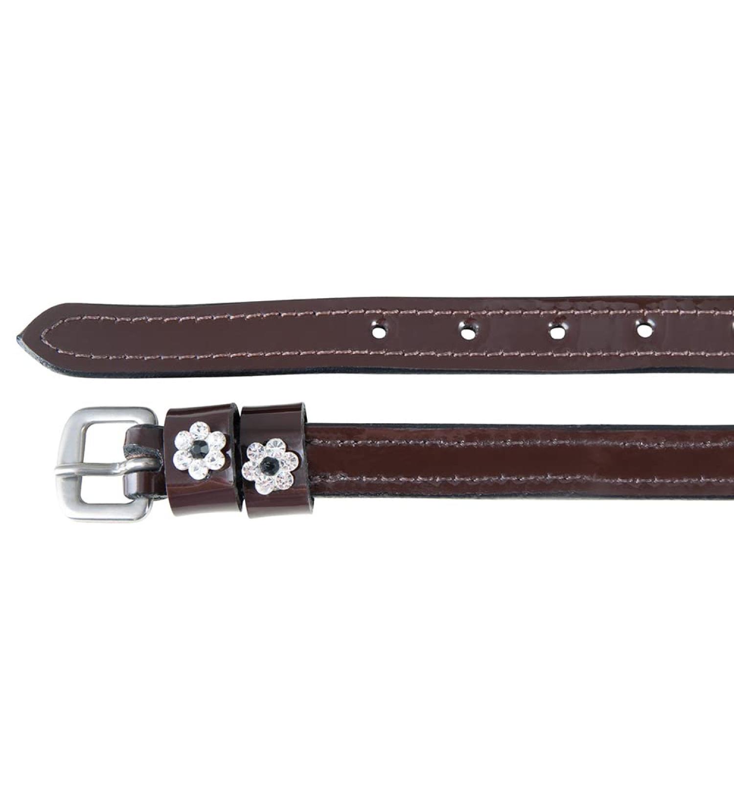 Buy PFIFF 102919 Patent Leather Spur Straps with Rhinestones - Brown Size 1 (46cm x 1.3cm) - International Shipping Available - Buy Online on GoSupps.com