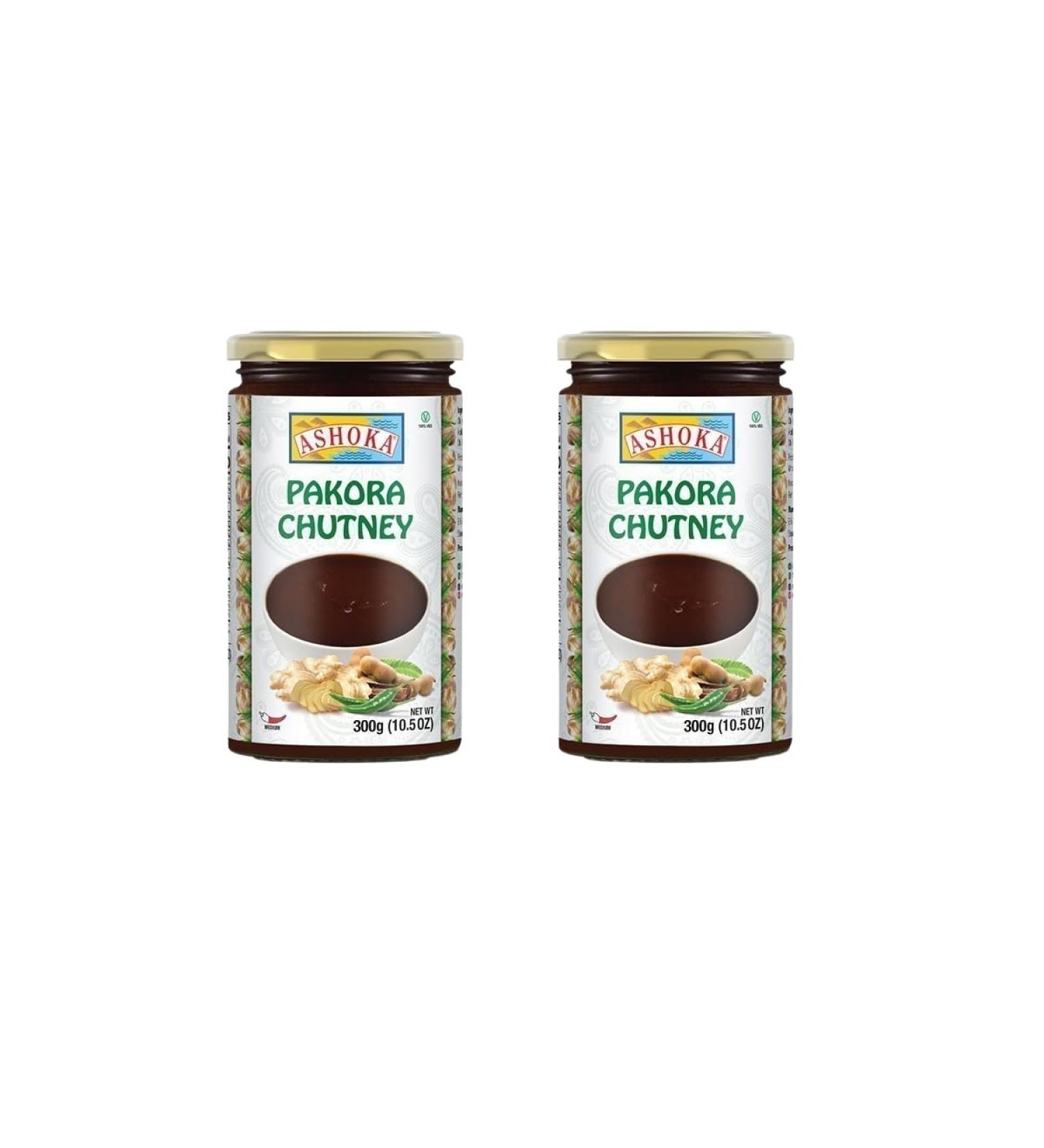 Ashoka Chutney Pakora 300g - Dipping Sauce - Compliment with Any Indian Dishes Unique and Pungent Flavour Makes Your Food Tantalizing and Delicious (Pack of 2)