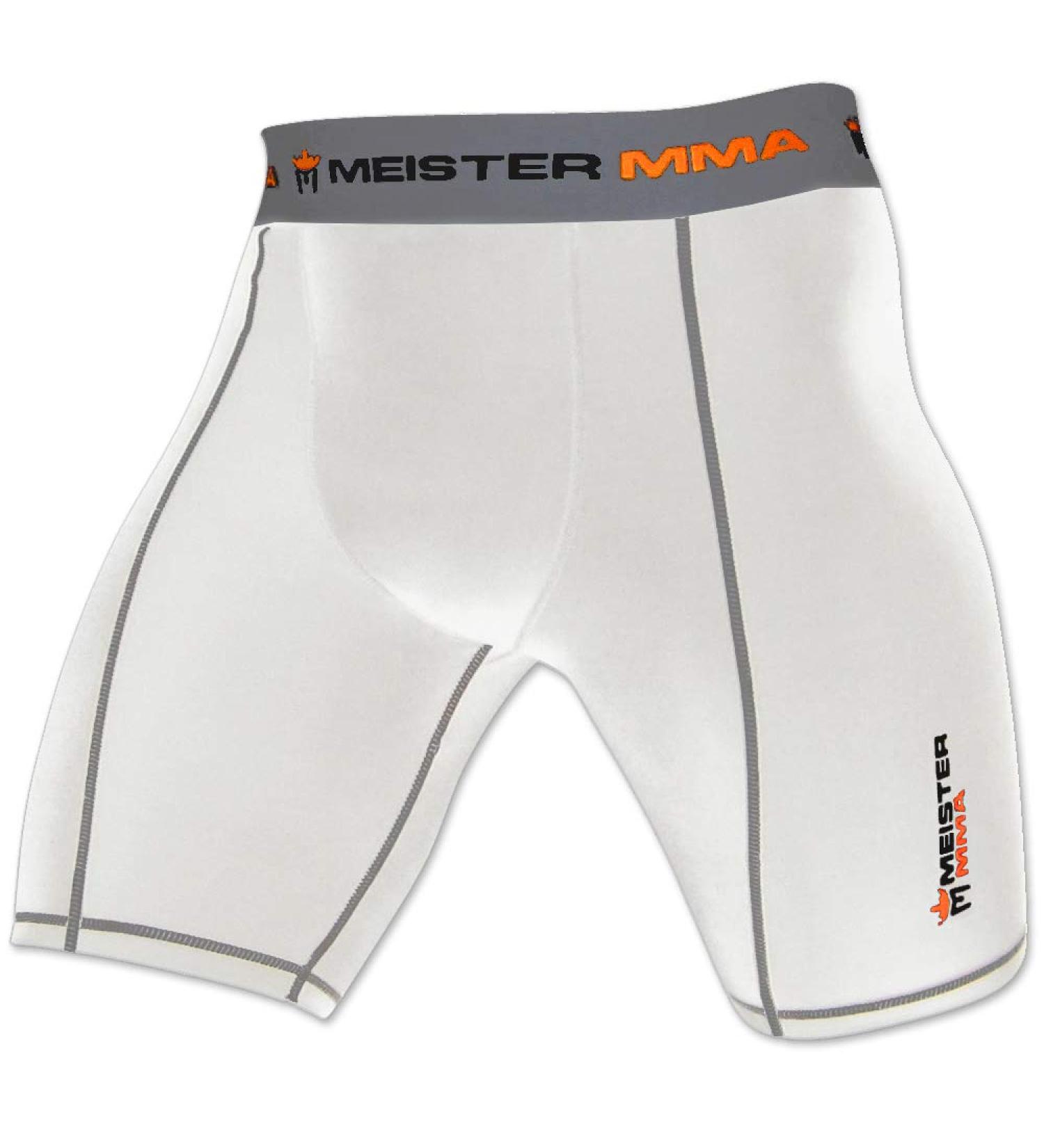 Meister MMA Compression Fight Shorts with Cup Pocket White 32-33 - Buy Online on GoSupps.com