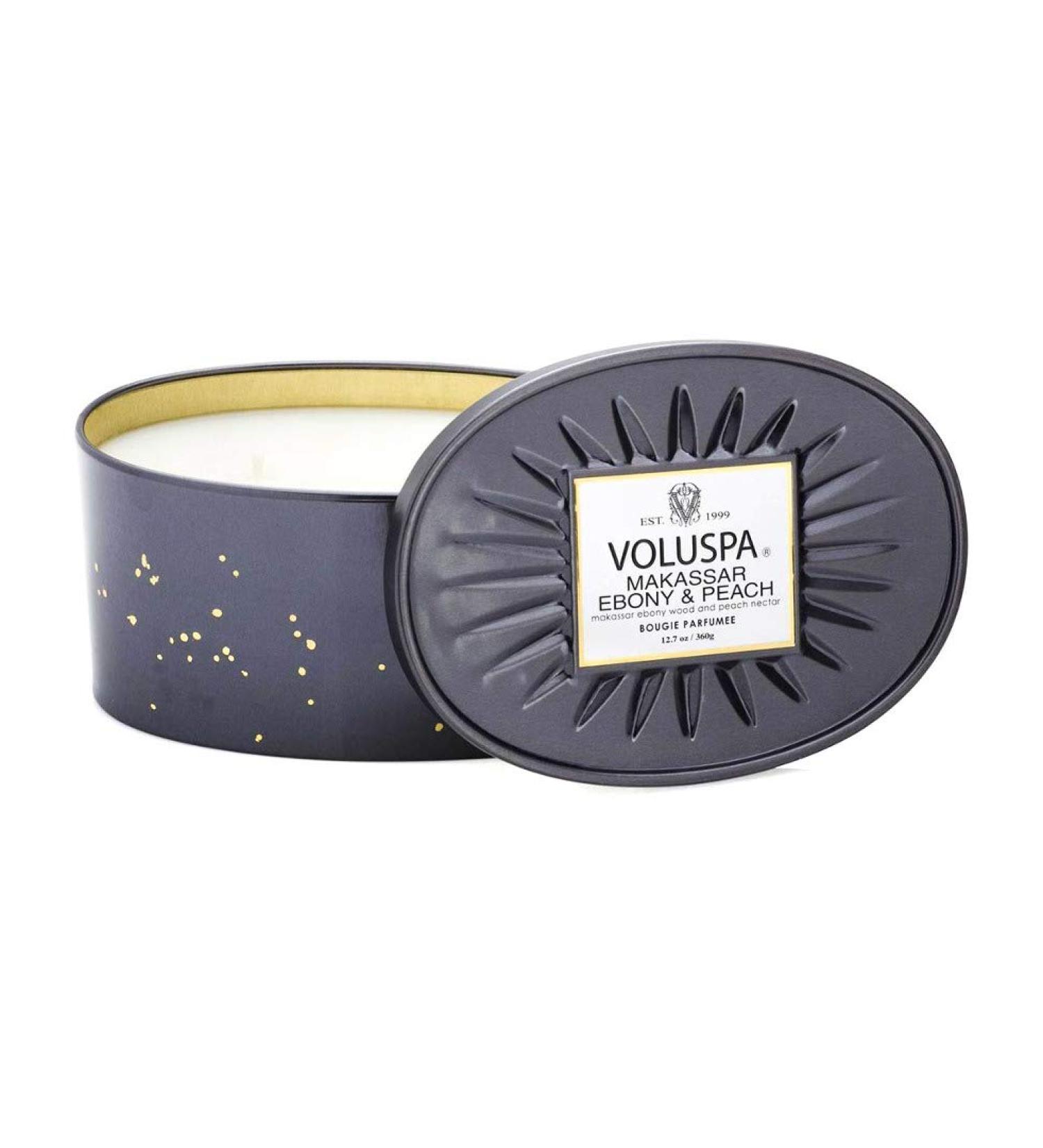 Voluspa Makassar and Ebony 2 Wick Tin Candle 12 Ounces