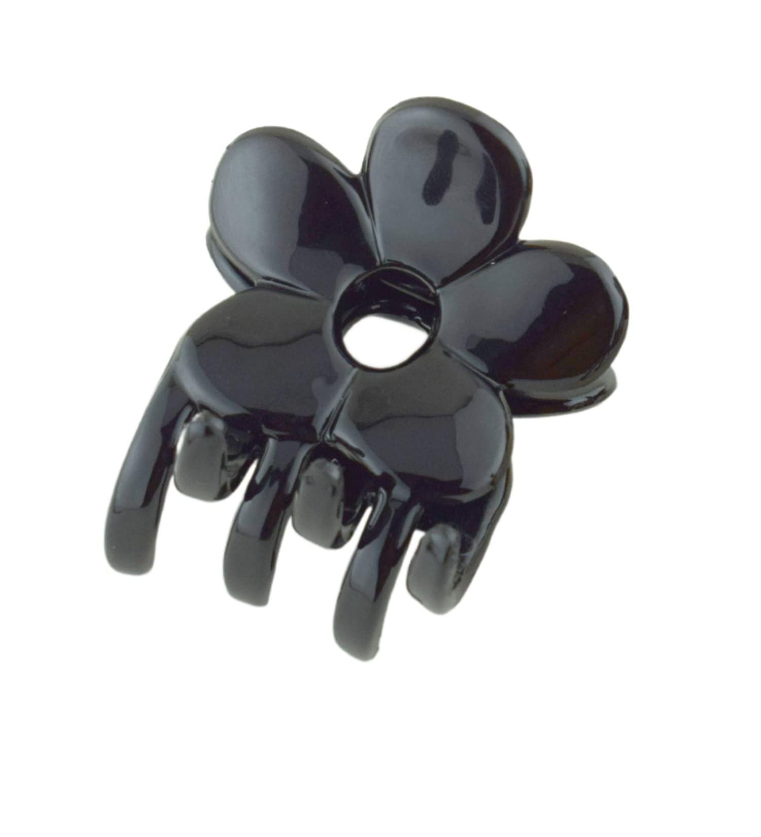 Parcelona French Belle Fleur Small 1 1/2 Celluloid Hair Claw - No Slip Grip, Strong Hold, Made in France (Solid Black) - Buy Online on GoSupps.com
