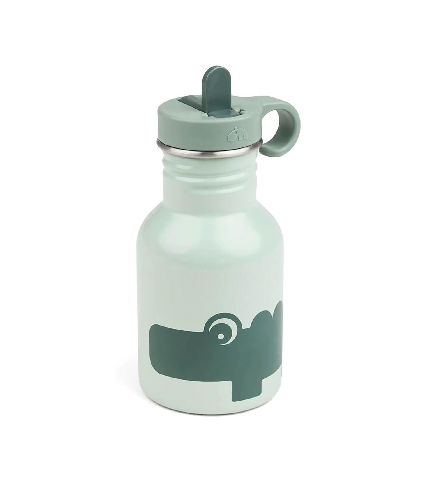 Buy Done by Deer Crocodile Stainless Steel Drinking Bottle with Straw - 350ml Green | International Shipping - Buy Online on GoSupps.com