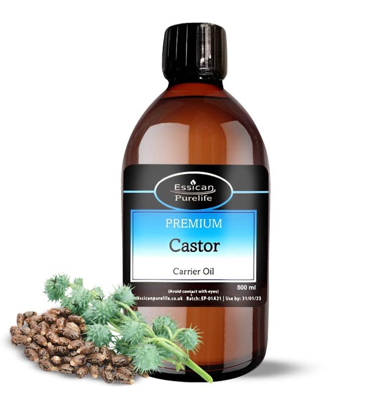 Organic Castor Oil 500ml - Cold Pressed Hexane Free for Hair, Skin, Eyelashes & Eyebrows - 100% Natural Growth Oil - Buy Online on GoSupps.com
