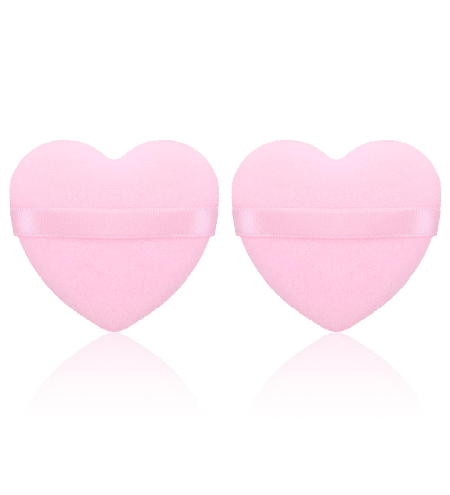 WLLHYF 2PCS Heart Shape Velvet Makeup Sponge Puffs, Pink - Perfect for Foundation, Concealer, and Loose Powder | Dry and Wet Makeup Setting Puff - Buy Online on GoSupps.com