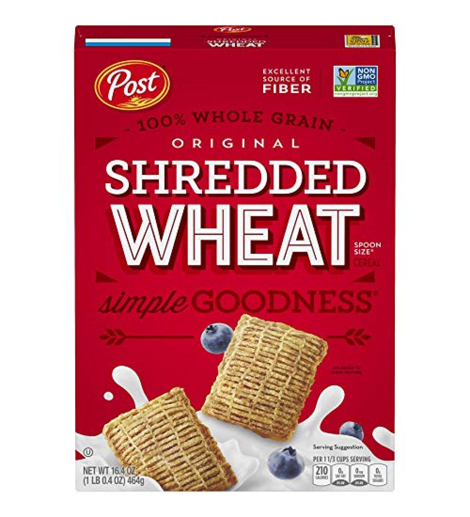 Post Original Shredded Wheat - Whole Grain Non-GMO Cereal 16.4 oz Box (Pack of 6) - Buy Online on GoSupps.com