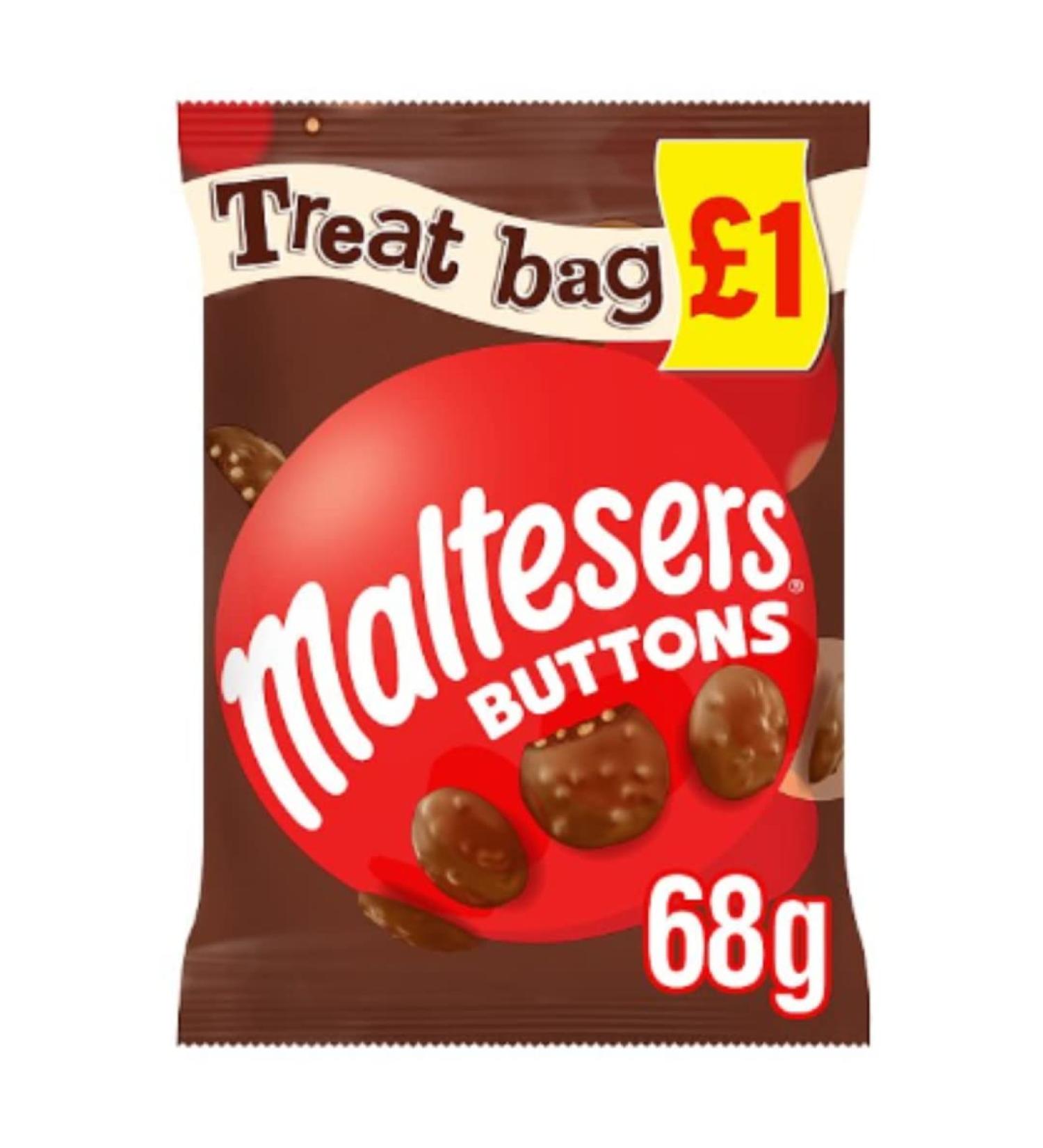 Maltesers Buttons Chocolate Treat Bag 68g x Case of 20