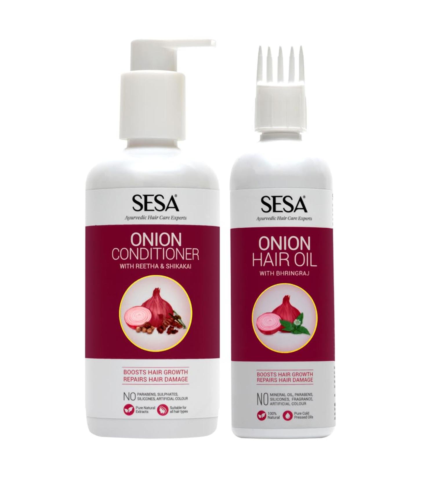 Sesa Onion Anti-Hair Fall Combo - 200ml Onion Oil & 300ml Shampoo | Best Hair Care Solution for Healthy Hair - Buy Online on GoSupps.com