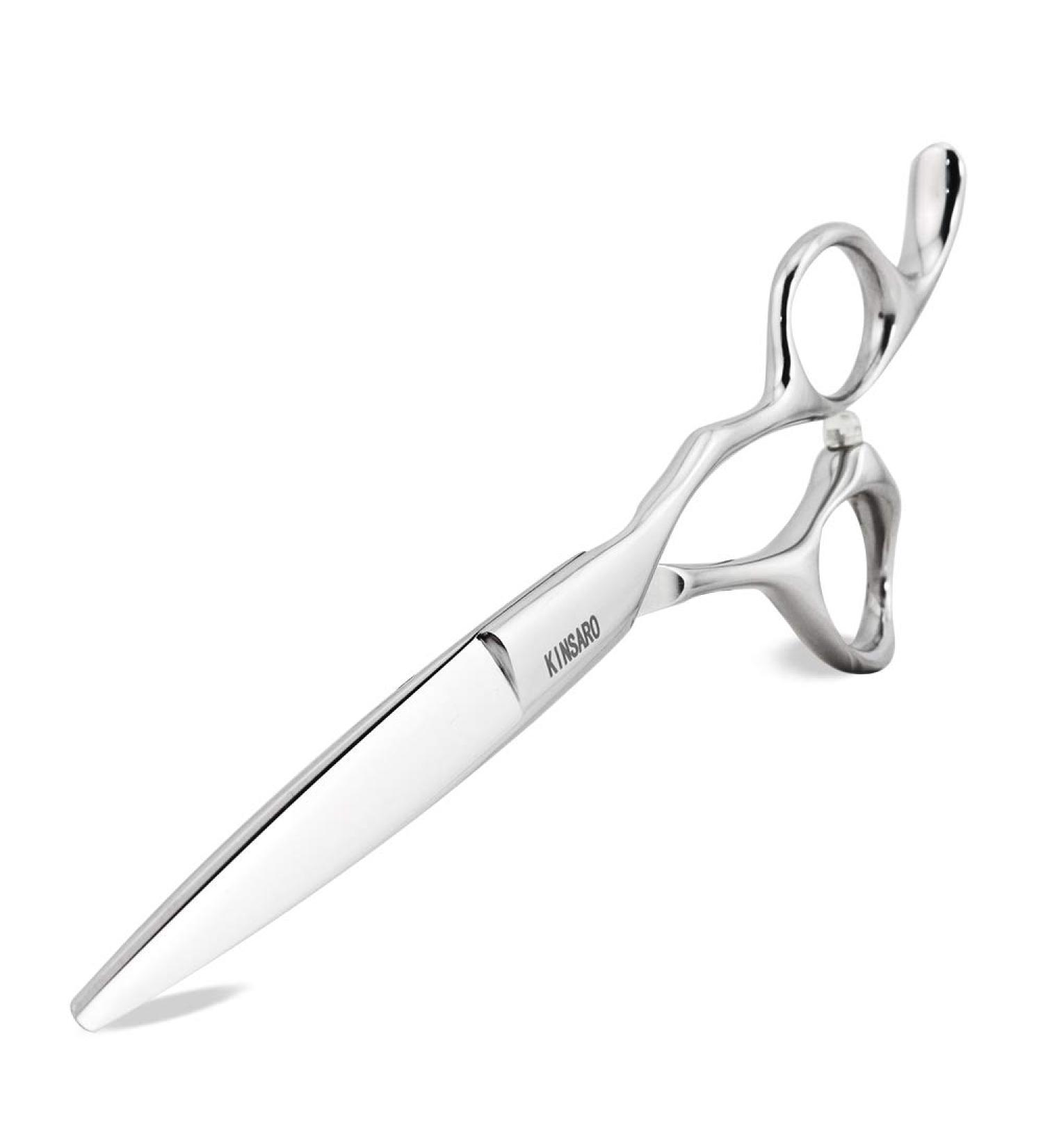 Kinsaro 6 Professional Hair Shears - Silvery Barber Scissors with Convex Edge 440C for Precision Hair Cutting - Buy Online on GoSupps.com