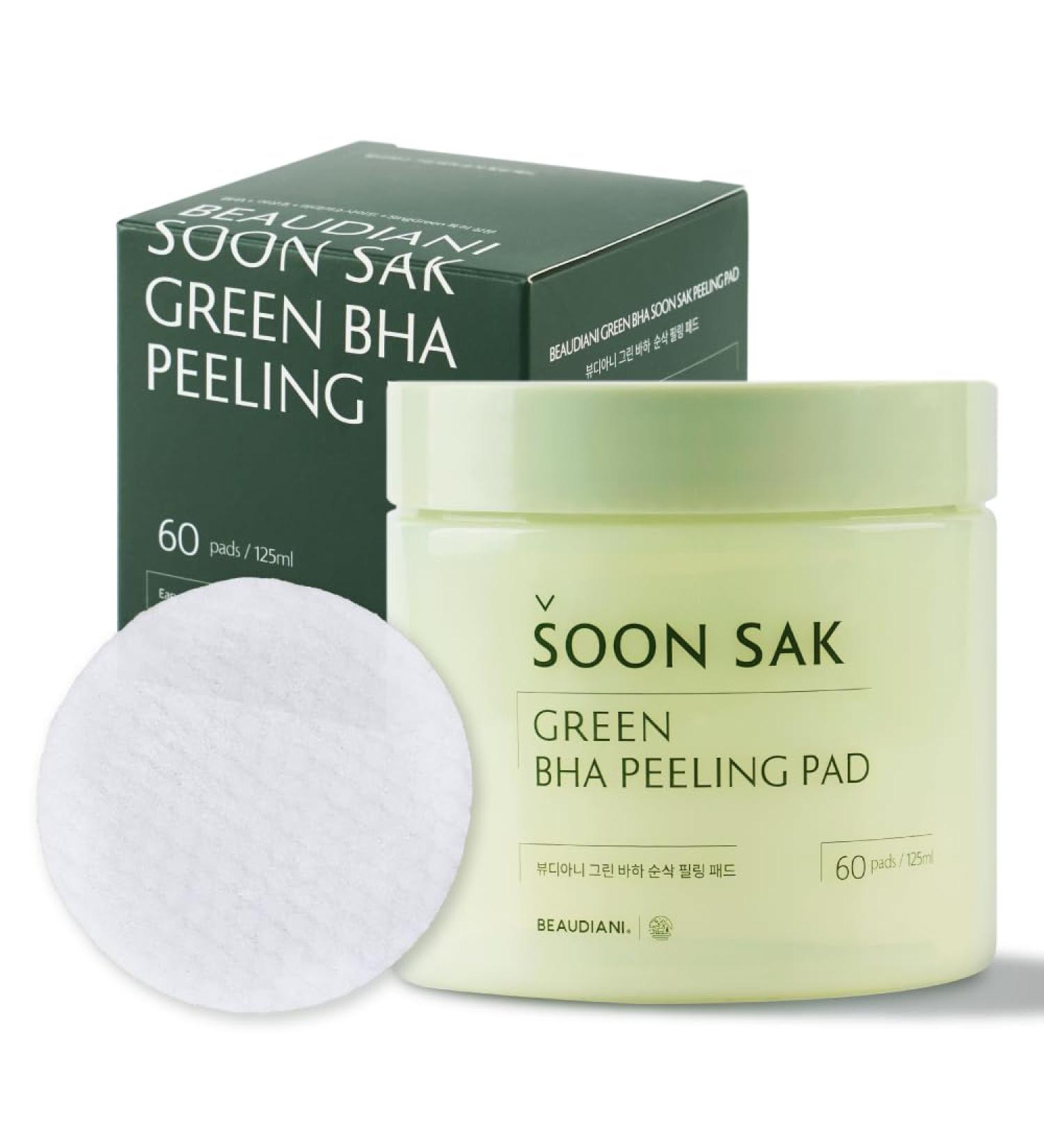 Green BHA Soonsak Peeling Pad - 60 Exfoliating Facial Toner Pads for Pore Tightening Soothing & Hydrating Skincare with Fruit Extract - Korean Chemical Peel Pads - Buy Online on GoSupps.com