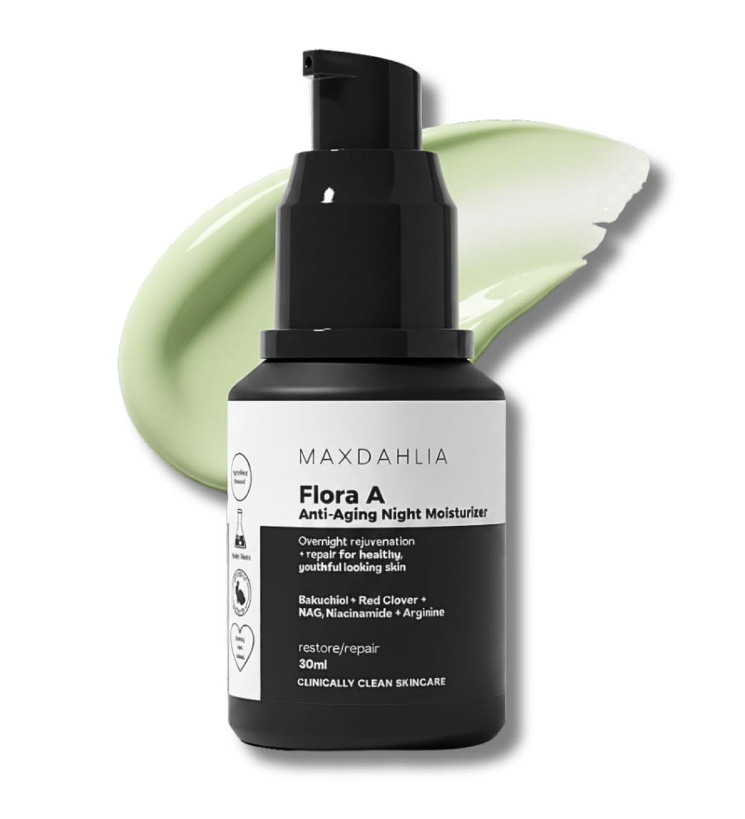 MAXDAHLIA Flora A Anti-Aging Night Moisturizer Retinol Alternative Bakuchiol & Botanical Night Cream Hydrating Firming & Wrinkle-Reducing Moisturizer for Youthful Radiance - Buy Online on GoSupps.com