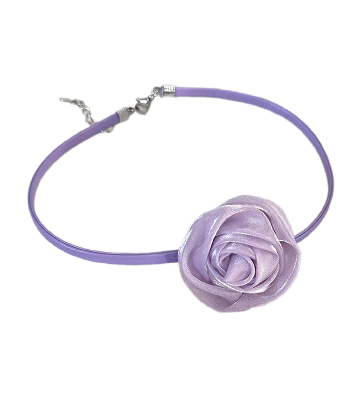 Buy OralGos Rose Petal Necklace - Vintage Camellia Flower Clavicle Chain Jewelry with Adjustable Straps in Purple - International Shipping Available - Buy Online on GoSupps.com