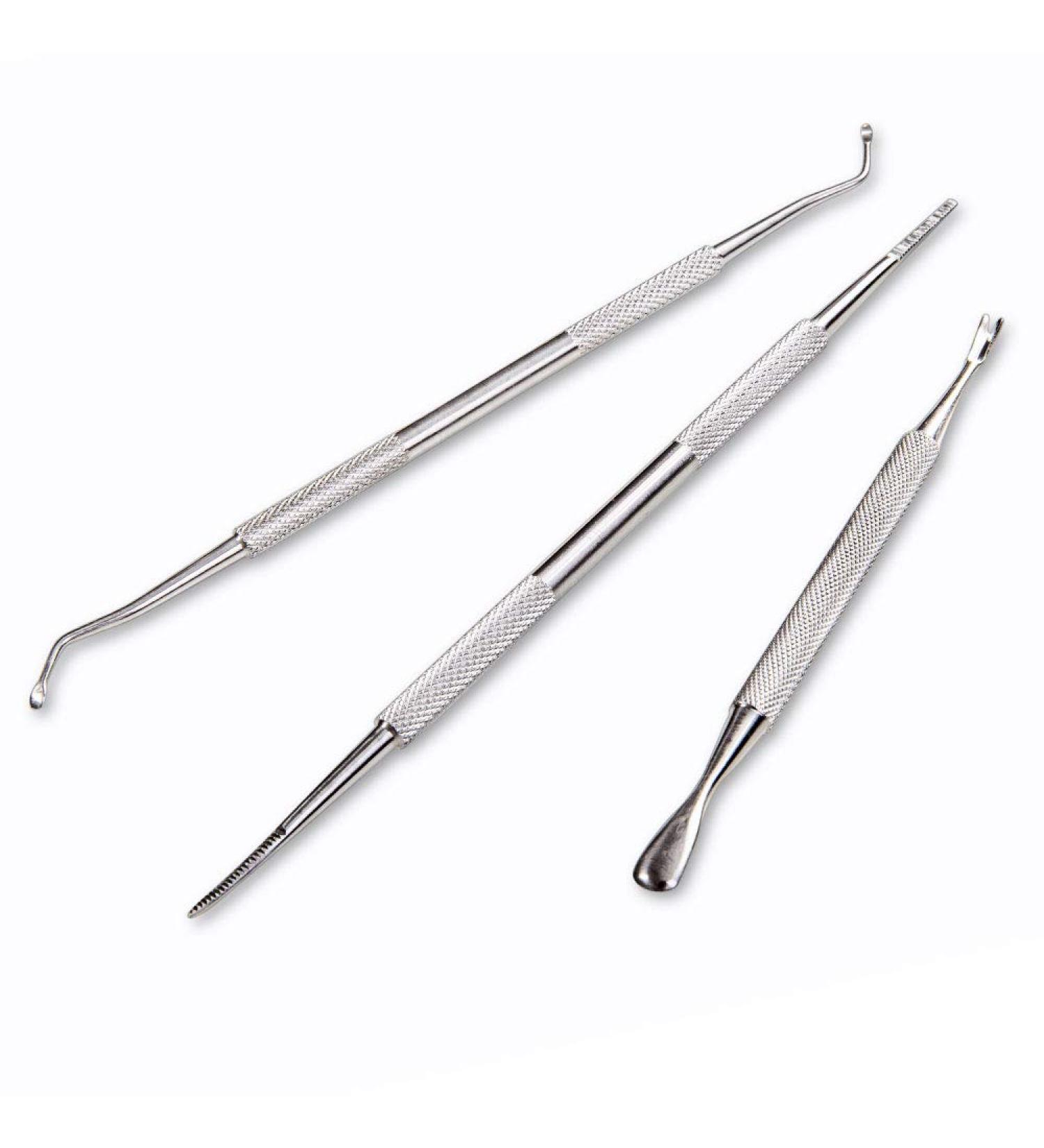 Ingrown Toenail Tool Kit - Stainless Steel 3 Pack Pedicure Set | Double Sided Nail File, Lifter, Pusher | Professional Ingrown Nail Cleaner Tools - Buy Online on GoSupps.com
