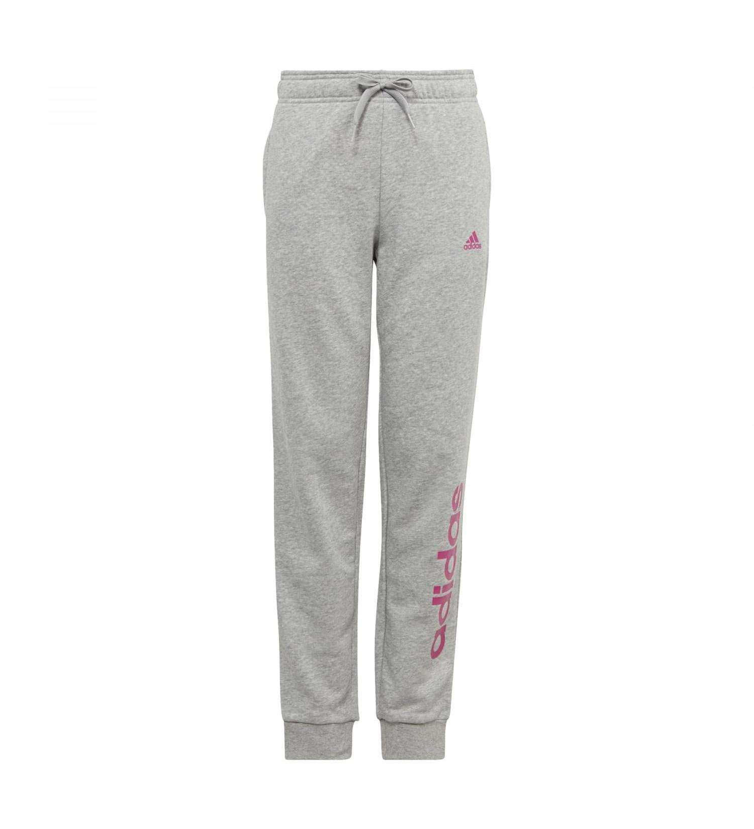 Adidas Girls Pants - G Lin Pt 140 in Medium Grey Heather/Semi Lucid Fuchsia | International Shipping Available - Buy Online on GoSupps.com