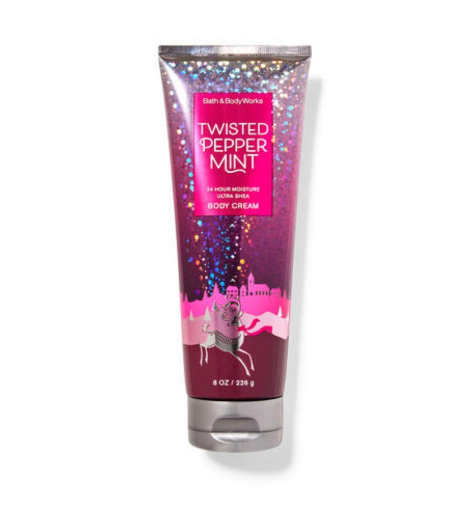 Bath and Body Works Twisted Peppermint Ultra Shea Body Cream 8 Ounce Full Size Reindeer City Scent Label 2020#