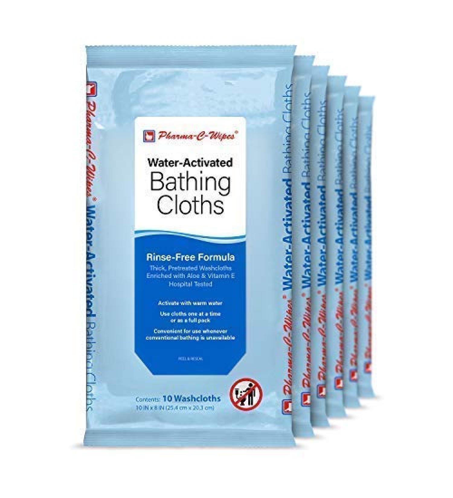Pharma-C-Wipes Water Activated Bathing Cloths - Rinse Free Washcloths | 60 Cloths - Buy Online on GoSupps.com