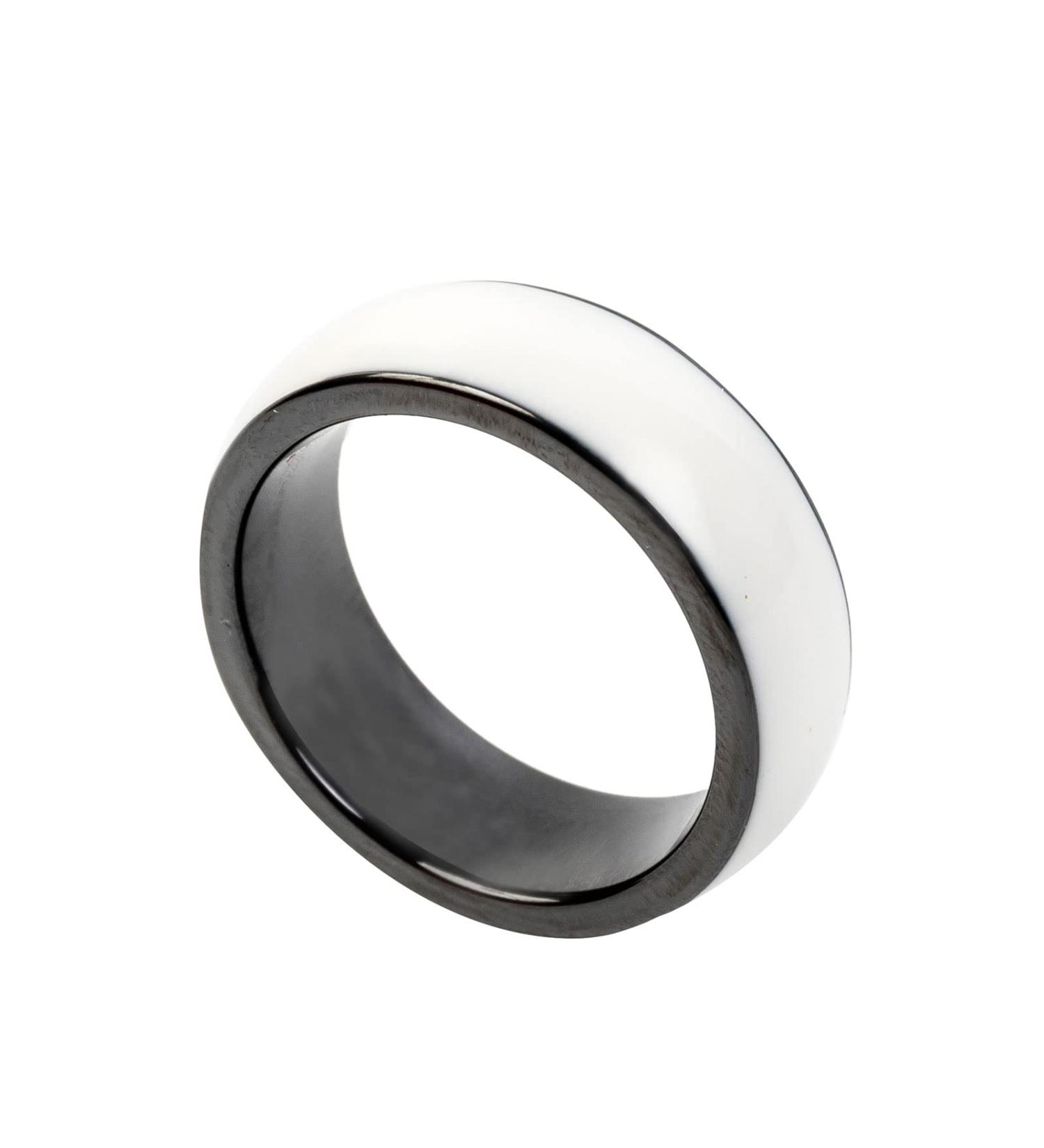 NFC White Ceramic Smart Ring for Mobile Phones - Waterproof Forum Type 2 Chip Universal Wearable Ring for Men or Women (22mm) - Buy Online on GoSupps.com