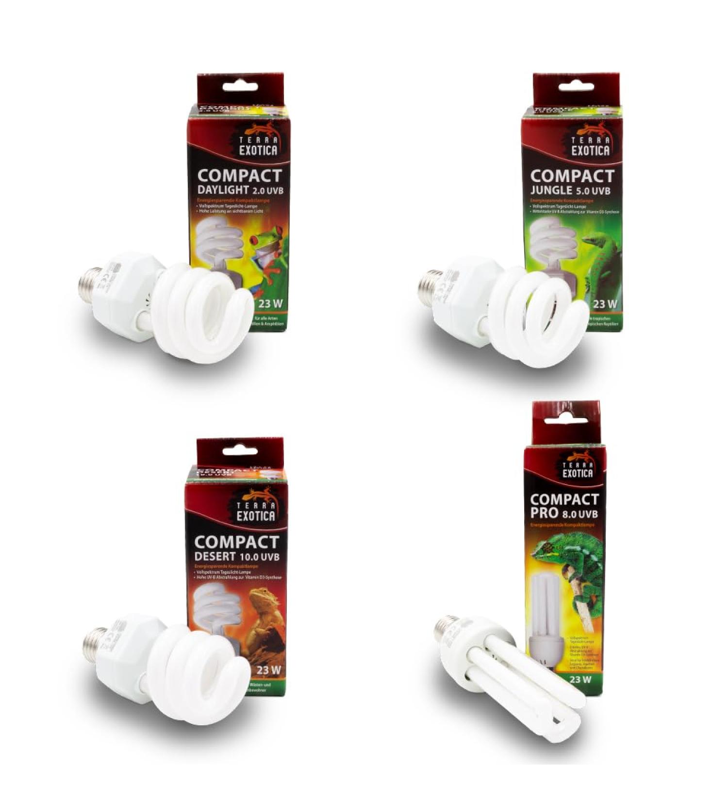 Terra Exotica Compact Jungle 5.0 UVB Lamp for Reptiles - Energy-Saving Terrarium Lighting in 2.0 5.0 8.0 10.0 UVB - Buy Online on GoSupps.com