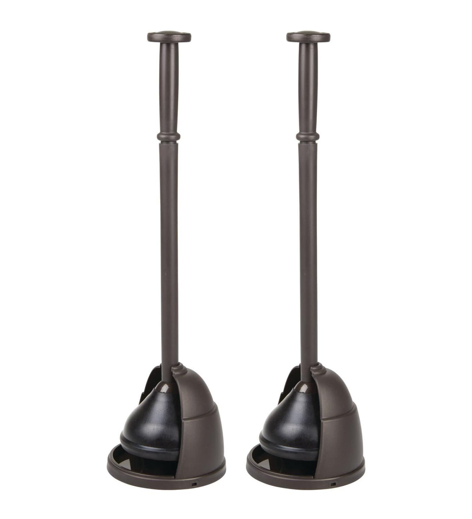 mDesign Hyde Collection Bronze Toilet Plunger Set with Compact Storage Holder - 2 Pack - Buy Online on GoSupps.com