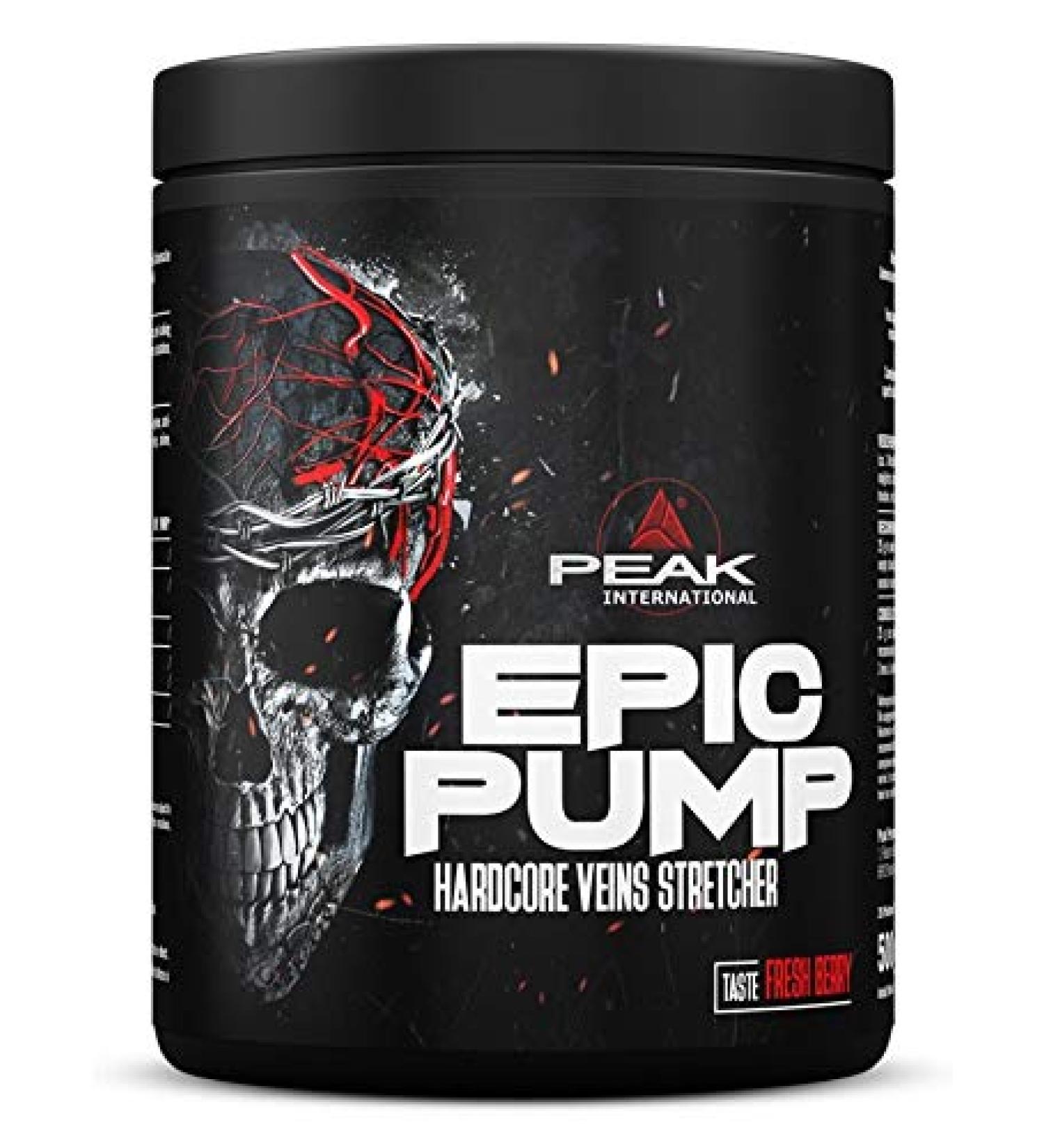 Peak Epic Pump-500g taste sour Watermelon I 20 Portions I Pre Workout Booster I Without Stimulants I L-Citrullin Malat I L-Arginine AKG/Nitrat I Taurin I Vegan