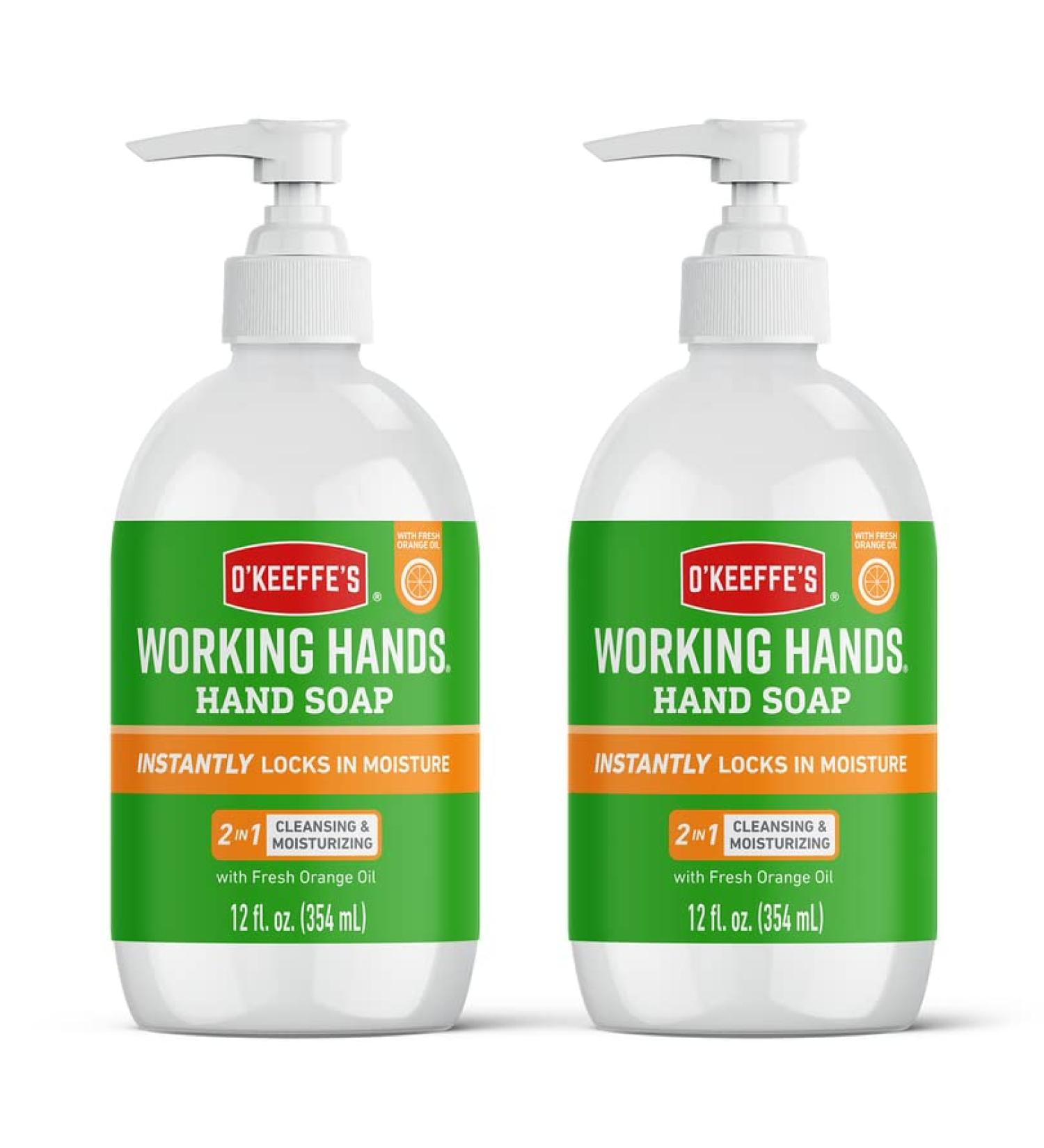 O'Keeffe's Working Hands Orange Scented Hand Soap 2 x 354ml Gentle & Nourishing | 2-in-1 Cleansing & Moisturising Hand Wash 177 ml (Pack of 2) - Buy Online on GoSupps.com