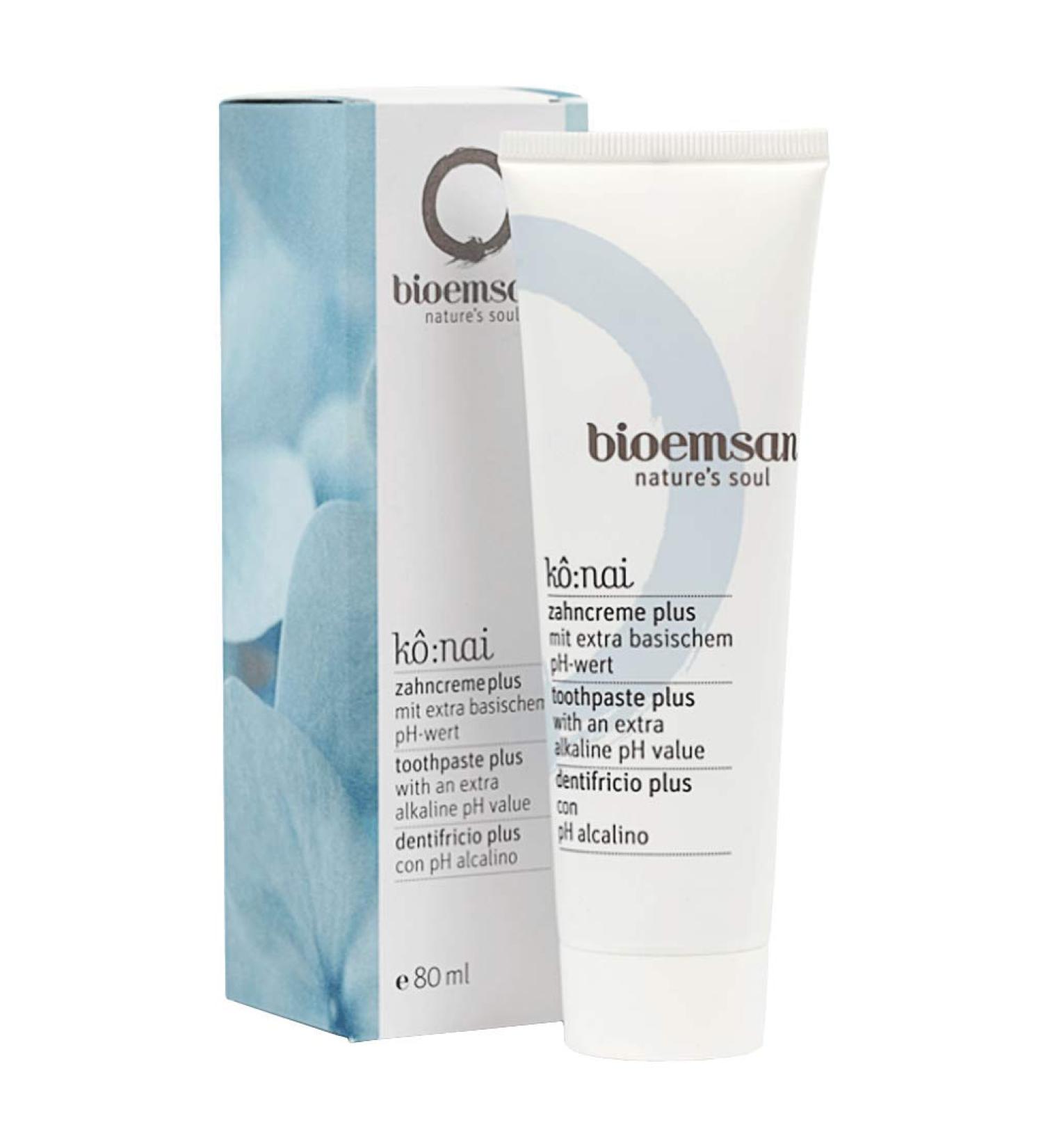 Bioemsan toothpaste plus-natural organic herbs & minerals for effective caries protection long-term freshness gentle gum care environmentally friendly free from harmful additives 80ml