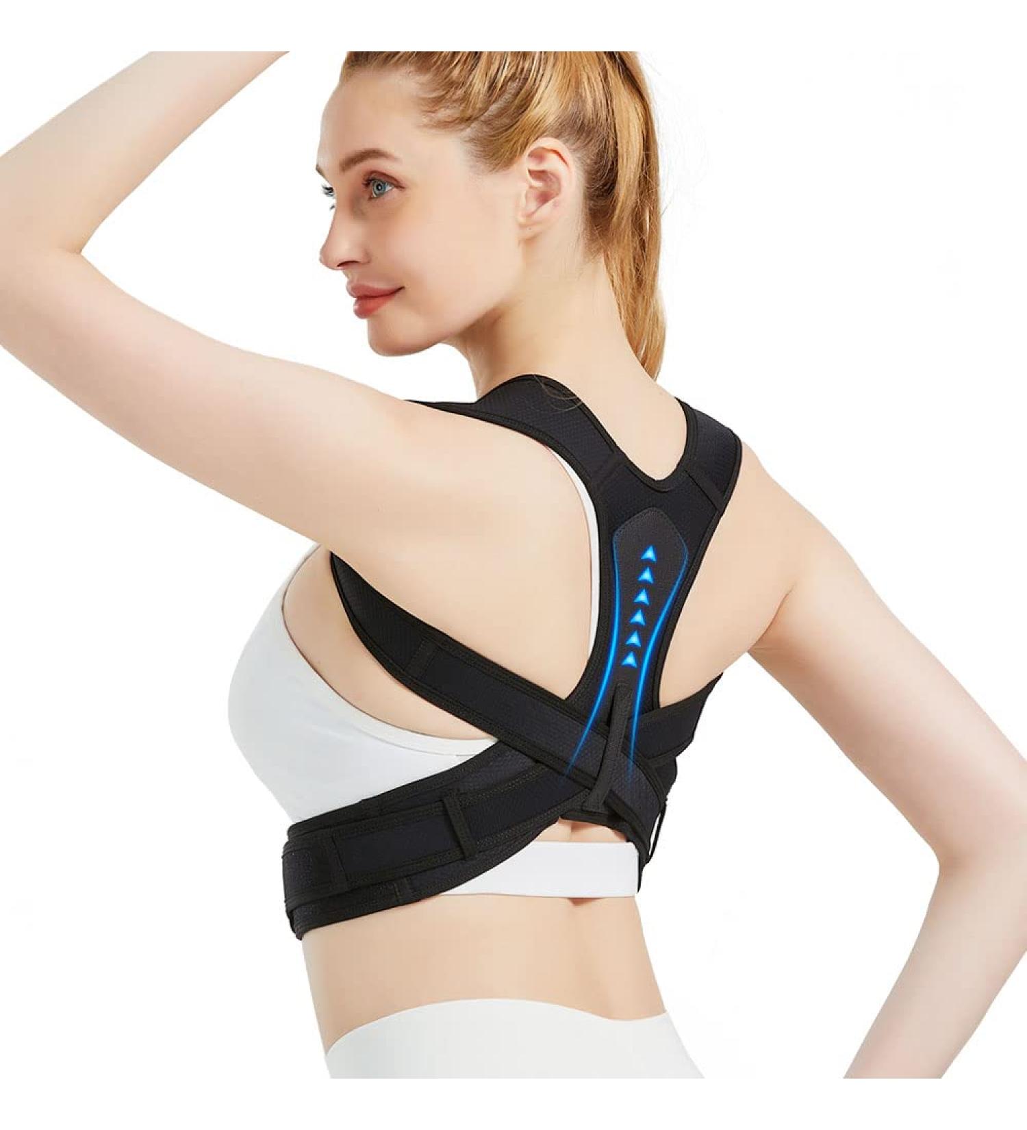 BraceTop Posture Corrector for Men and Women - Pain Relief Back Brace with Adjustable Support - Comfy Shoulder and Neck Brace - Upper Back Straightener for Clavicle and Spine - S/M Size - Buy Online on GoSupps.com
