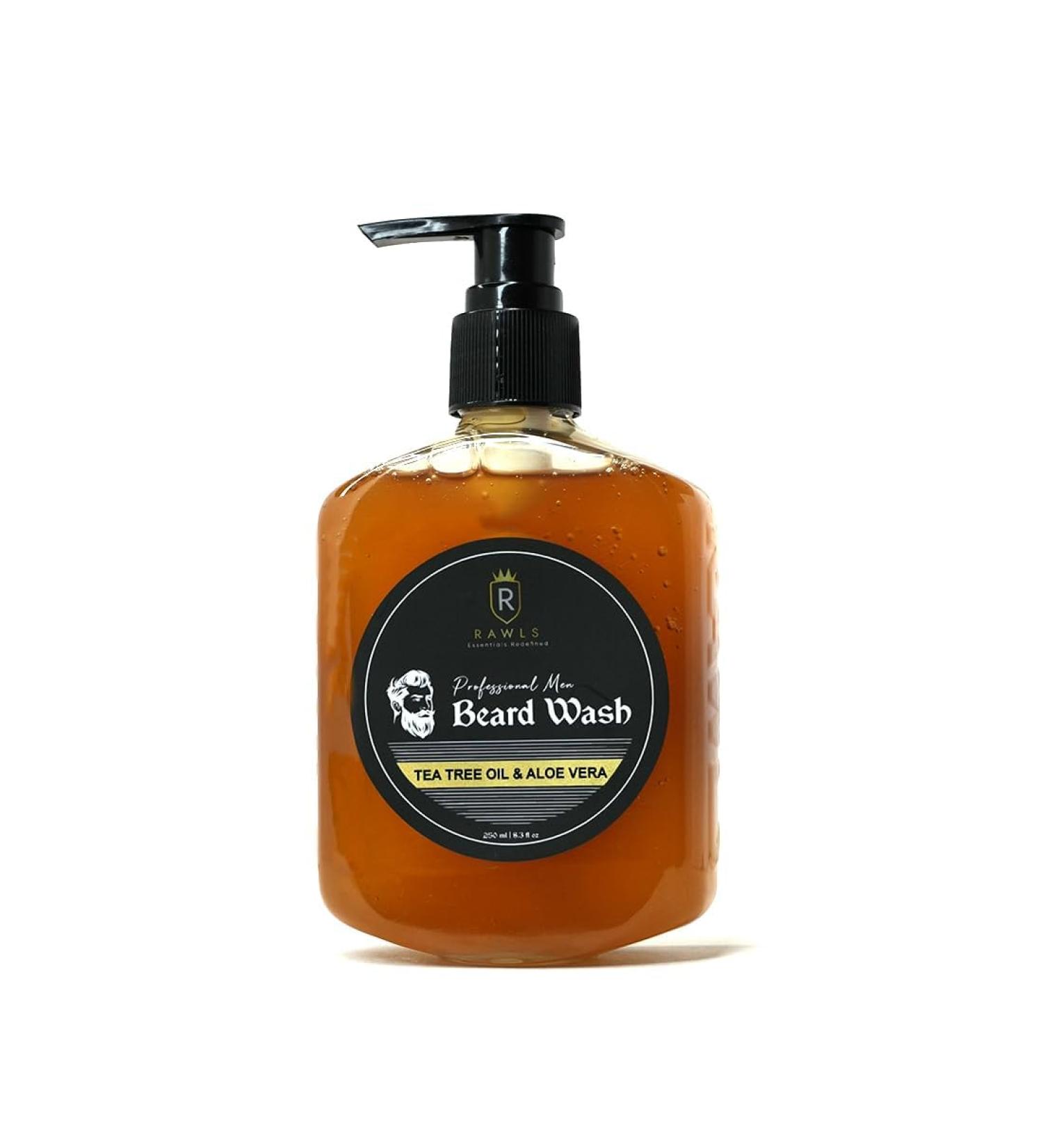 R aWLS Men Beard Wash - Tea Tree Oil & Aloe Vera - 250 ml | Best Beard Care for Men | International Shipping - Buy Online on GoSupps.com