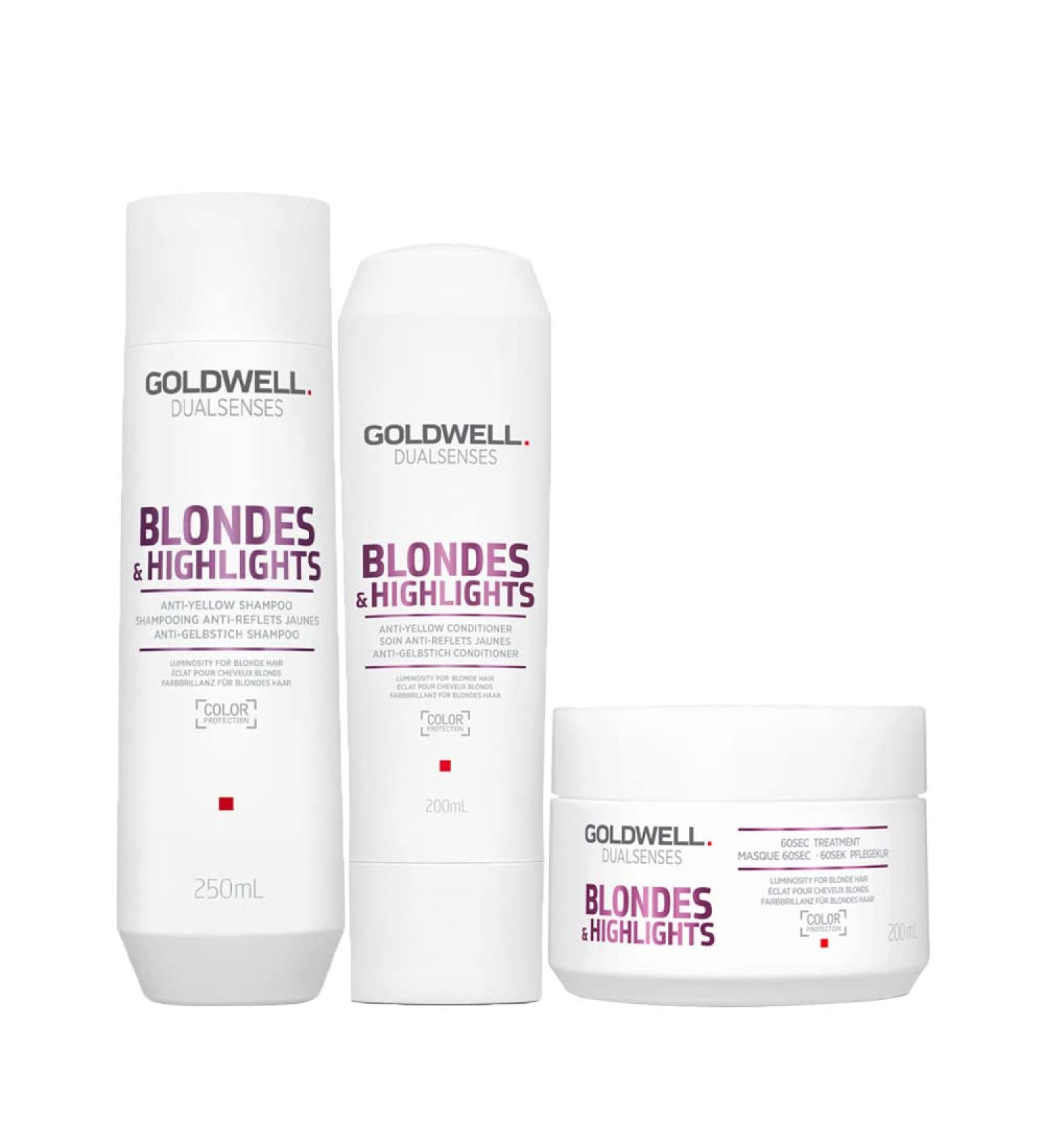 Goldwell Goldwell Dualsenses Blonde & Highlights Shampoo 250ml + Conditioner 200ml + Treatment 200ml