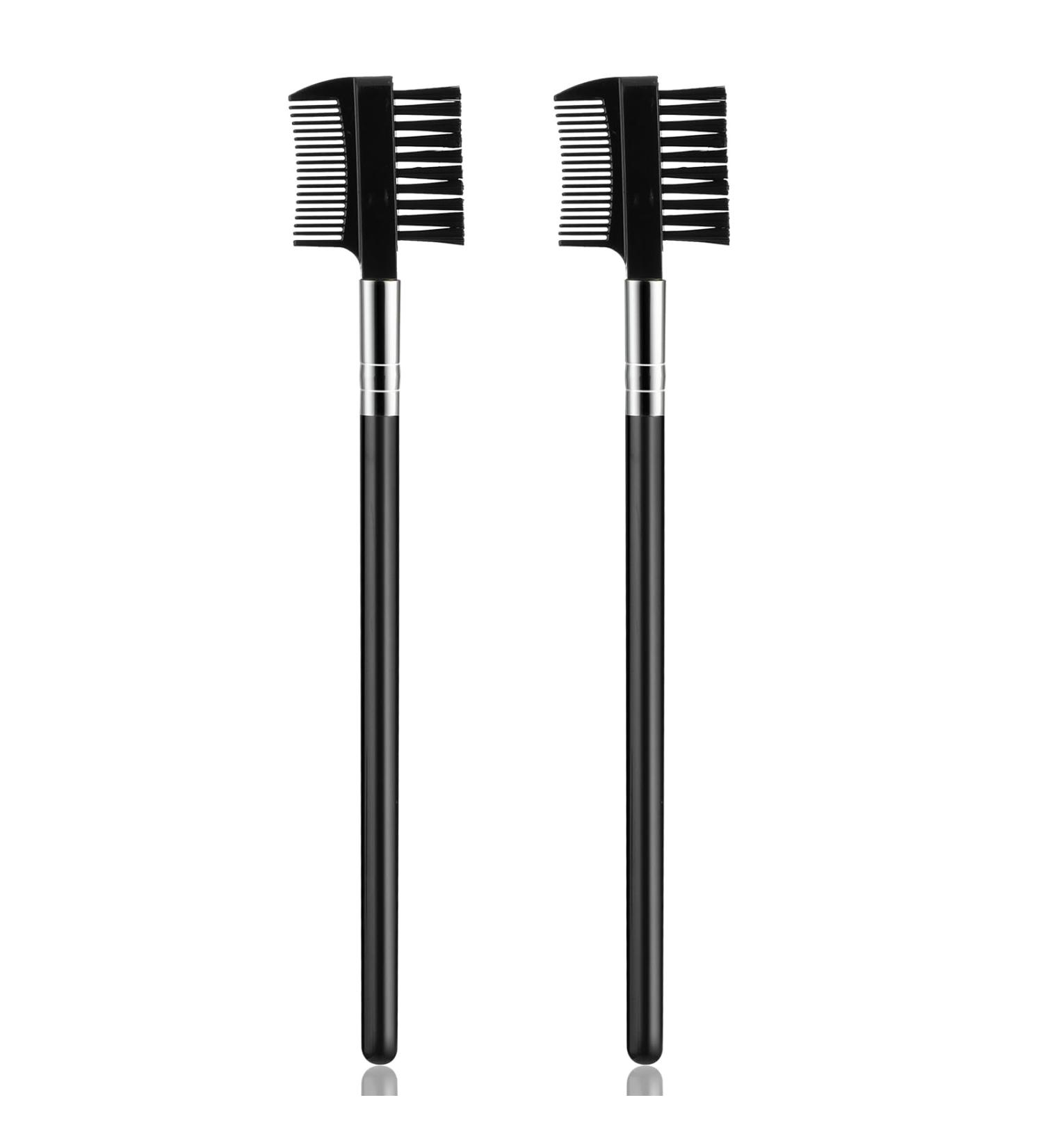 2Pcs Eyelash Brush Comb & Eyebrow Brush Set - Reusable Dual Applicator for Eyelash Extensions | Perfect Makeup Accessory - Buy Online on GoSupps.com