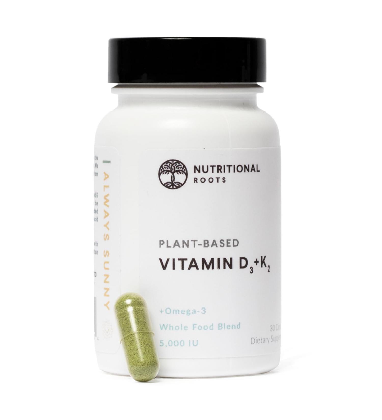 Nutritional Roots - Vitamin D3 & K2-5 000 iu - 1 Billion CFU Probiotics - Algal Omega 3 DHA - Immune Support - Dietary Supplement - Vegan Formula - 1 Month Supply - 30 Capsules - Buy Online on GoSupps.com