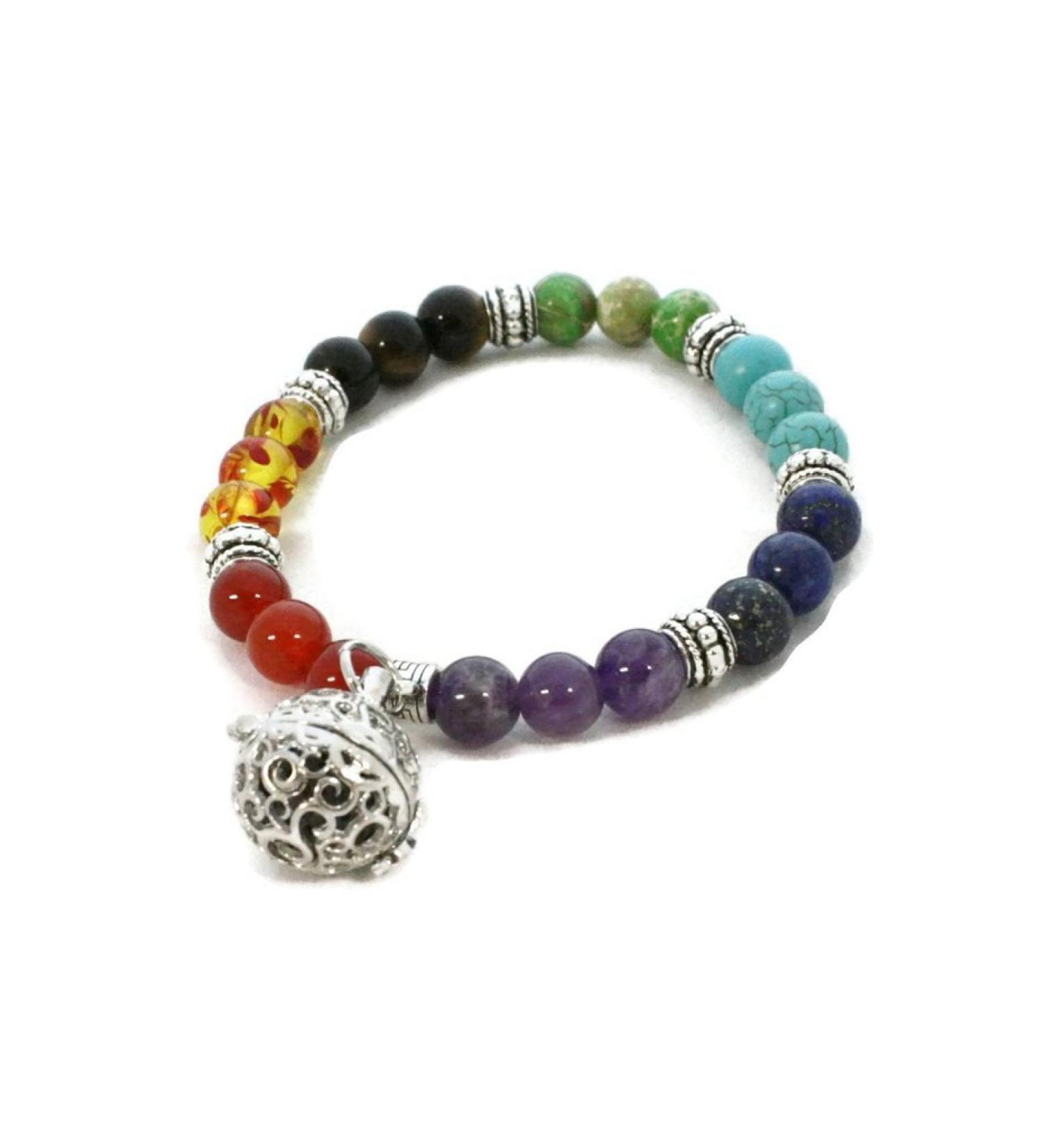 "Full Circle" 7 Chakra Essential Oil Diffuser Bracelet- Multi-Colored