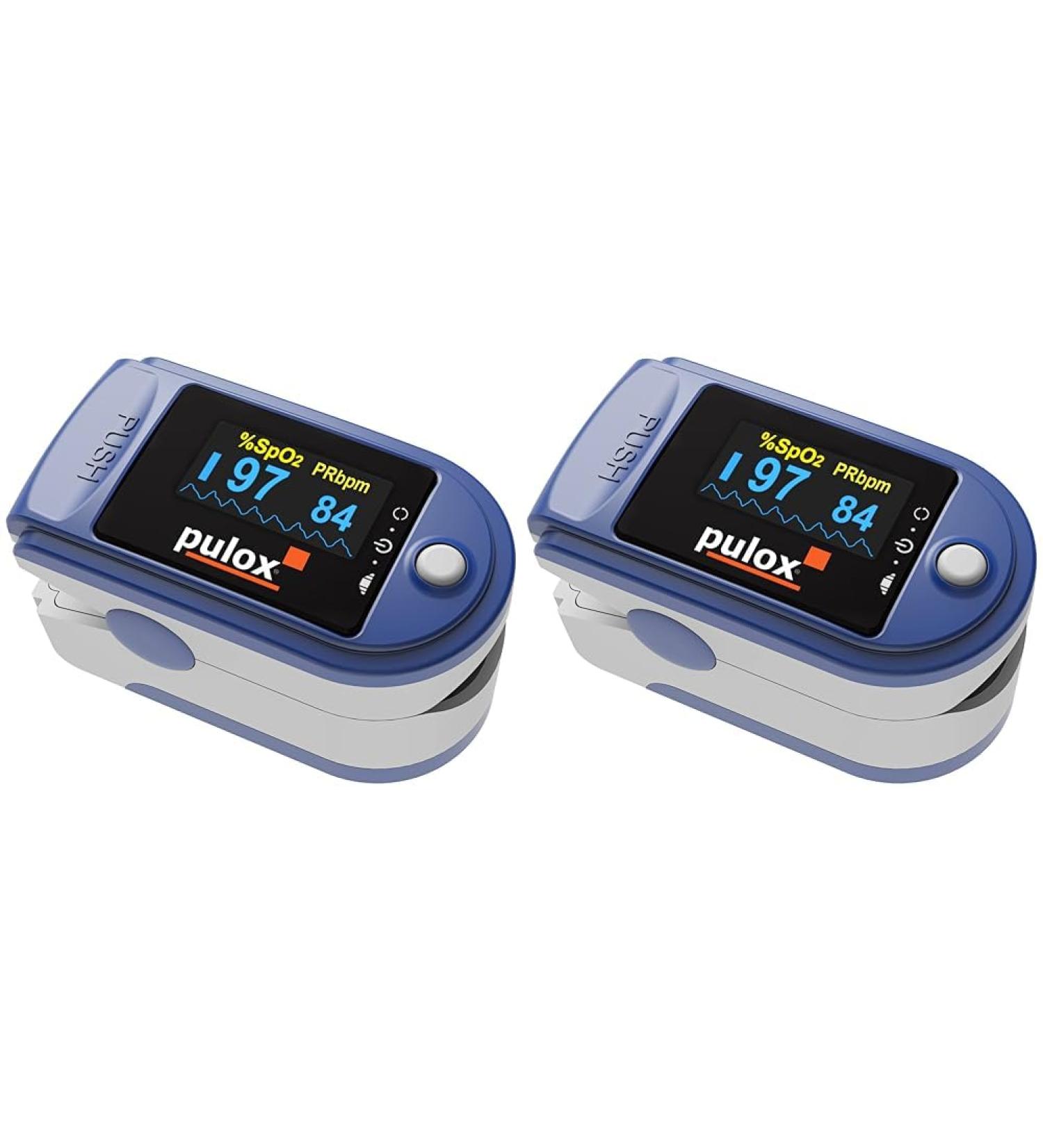 Buy Pulsoximeter Pulox PO-200 Solo - Blue Finger Pulse Oximeter (Pack of 2) for Accurate Pulse & Oxygen Saturation Measurement | Fast International Shipping - Buy Online on GoSupps.com