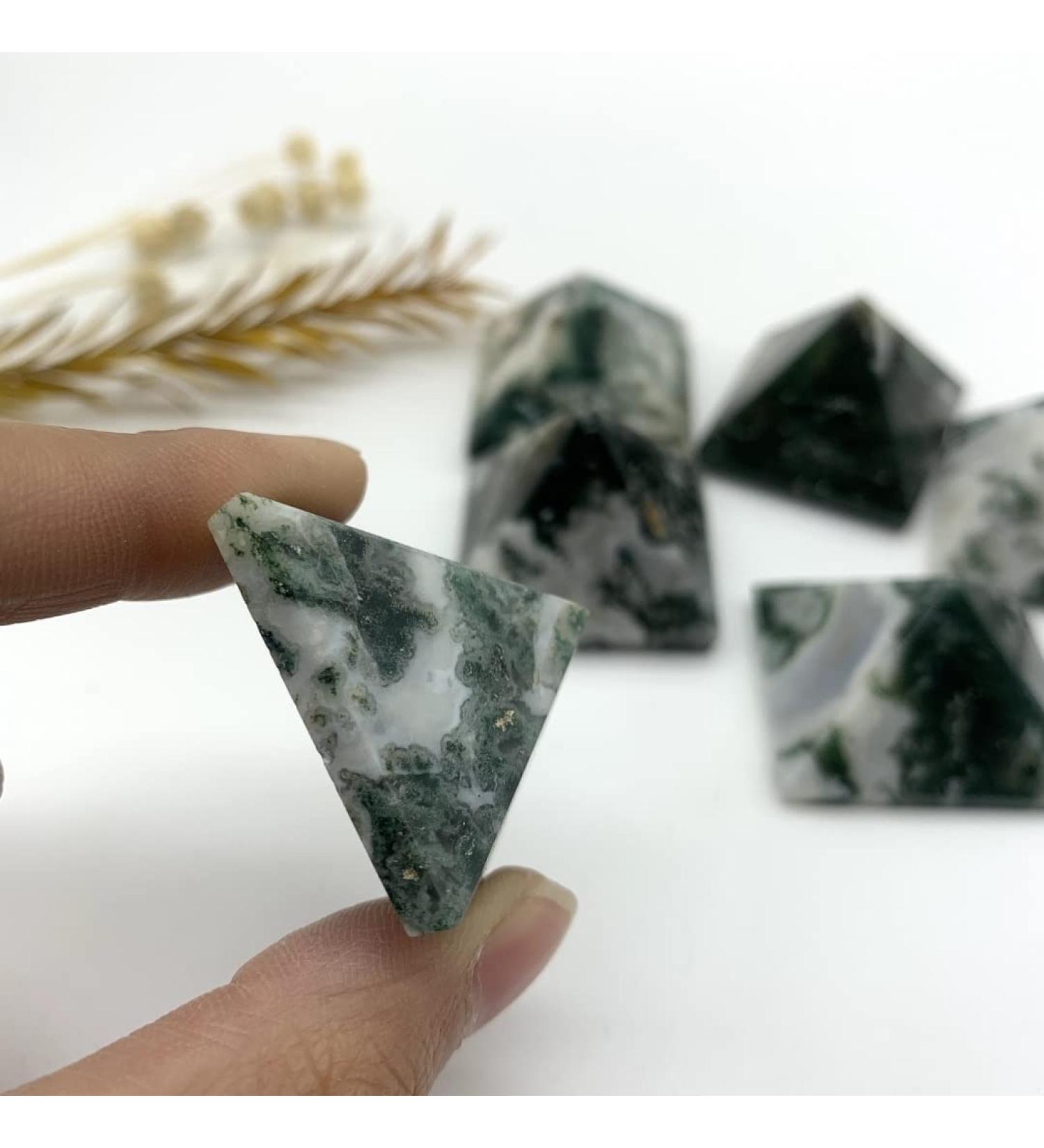 Natural Crystal Rough Natural Crystals and Stones Natural Moss Agate Stone Quartz Crystal Pyramid Reiki Tower Home Ornaments Decoration Stones for Decoration ERTEYIN - Buy Online on GoSupps.com