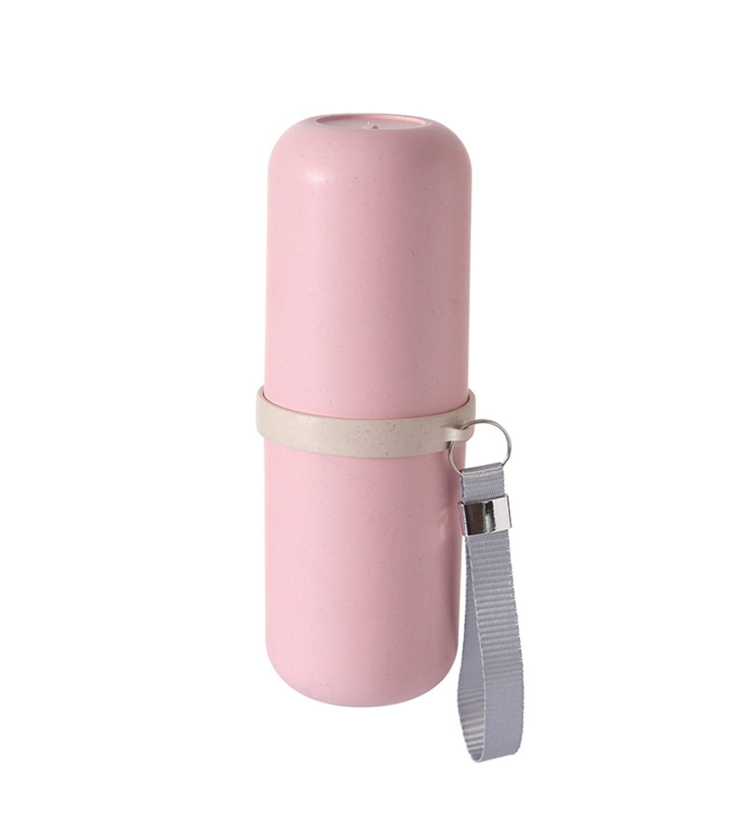 Digjobk Portable Toothbrush Cup - Eco-Friendly Wheat Straw Travel Holder Pink Bathroom Tool & Toothpaste Mug (20.8*7.8 cm) - Buy Online on GoSupps.com