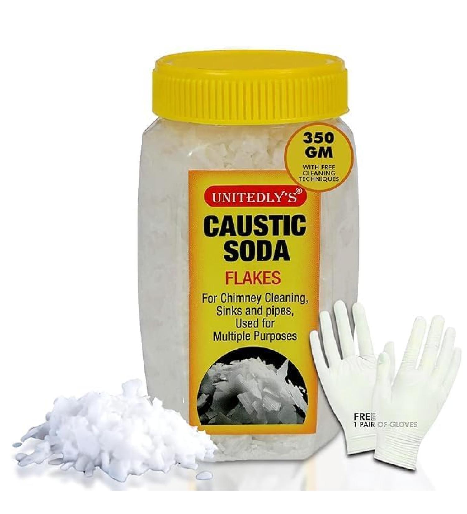 Caustic Soda for Drain Cleaning Fast-Acting Non-Toxic & Odorless Formula to Clear Blockages Instantly Unblock Clogged Sinks & Pipes with Chimney & Drain Cleaner Flakes 350 Grams - Buy Online on GoSupps.com