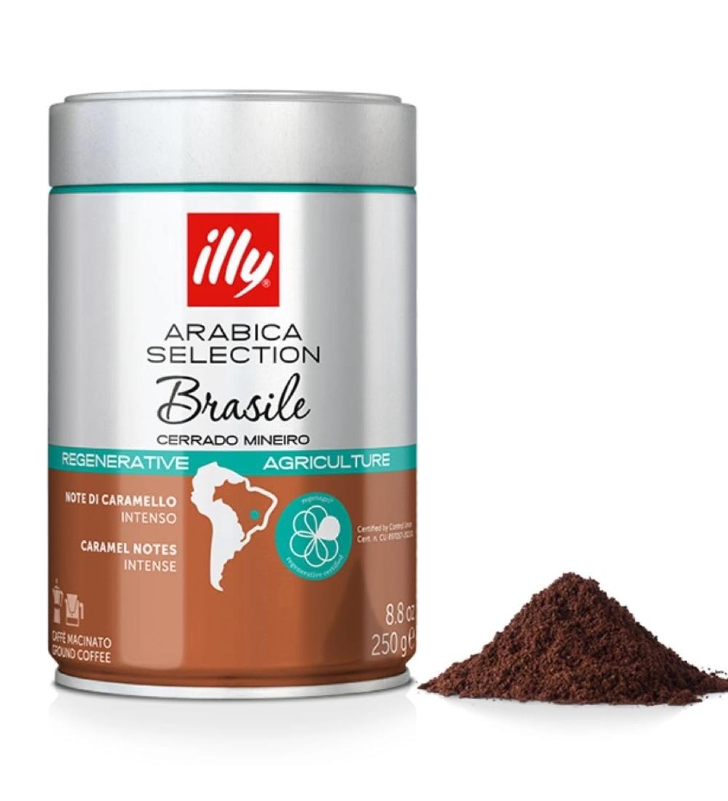 6 Jars of illy Ground Coffee 250 g Arabica Selection Brazil Cerrado Mineiro Certified 41.67 g (Pack of 6)