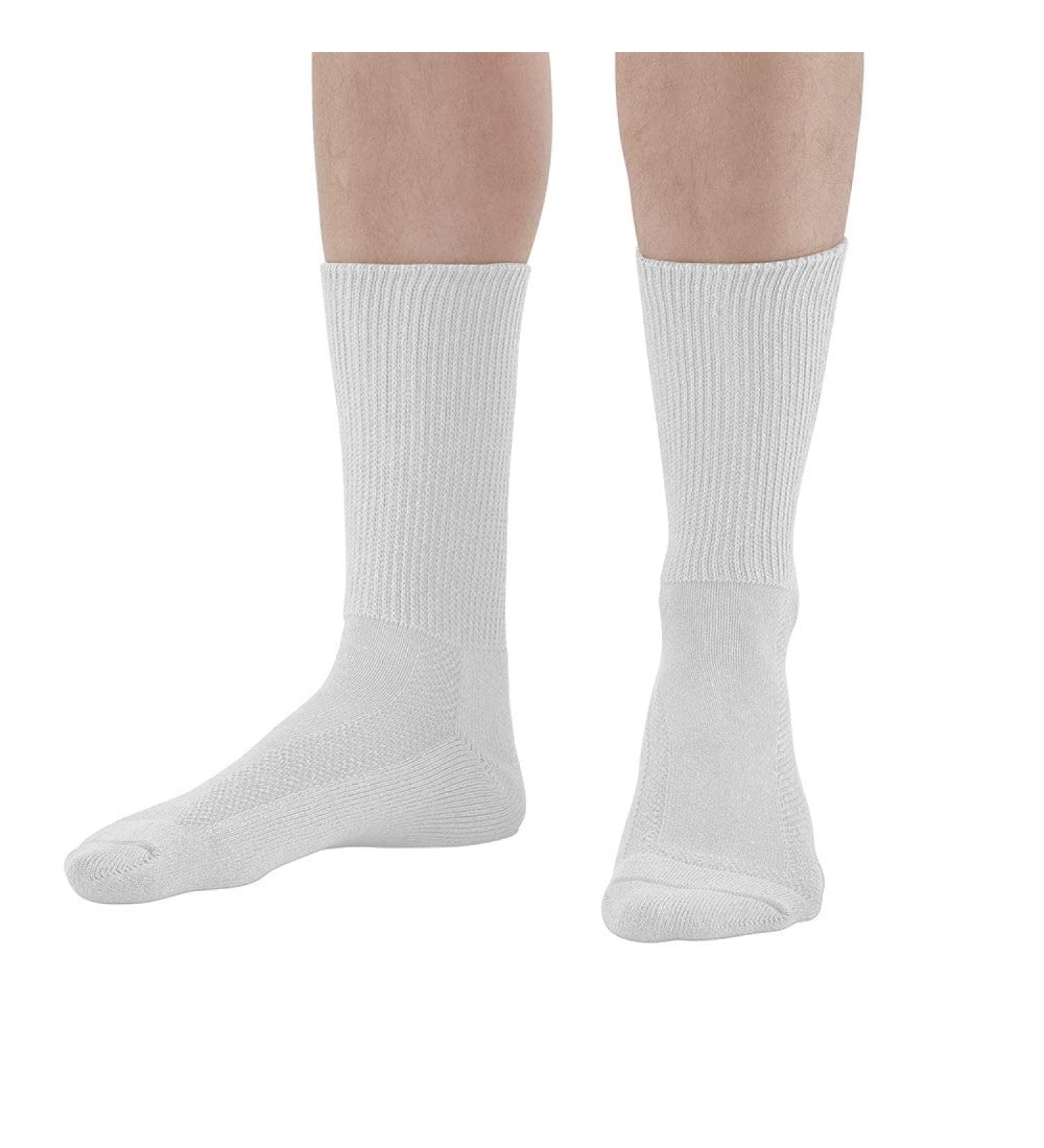 Ames Walker Cotton Diabetic Crew Socks 2-Pack White, Large/X-Large - Buy Online on GoSupps.com