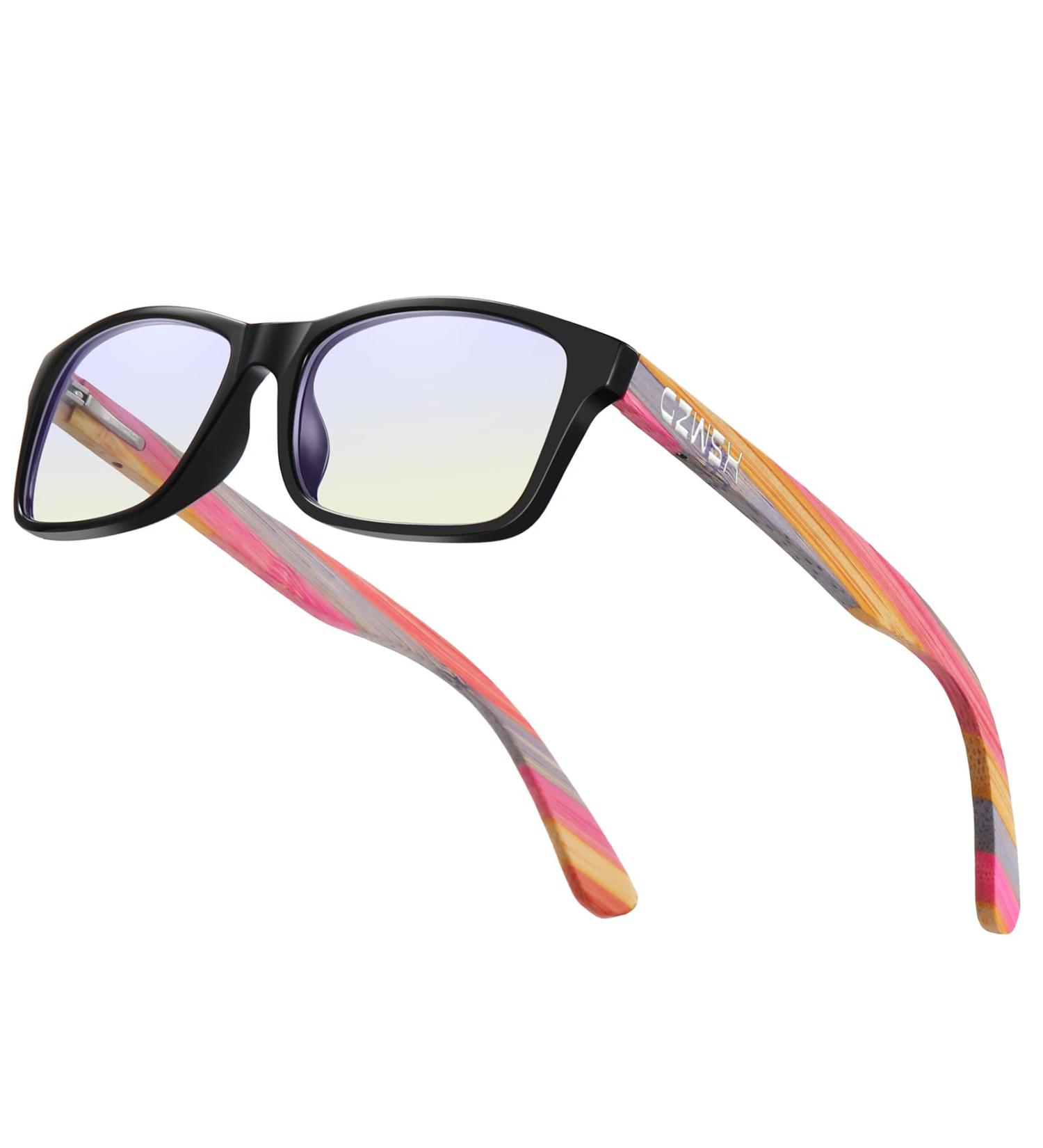 Blue Light Blocking Glasses for Women & Men | Spring Hinge Anti-Glare Eyeglasses for Computer Gaming & TV | Lightweight Bamboo Frames - Buy Online on GoSupps.com
