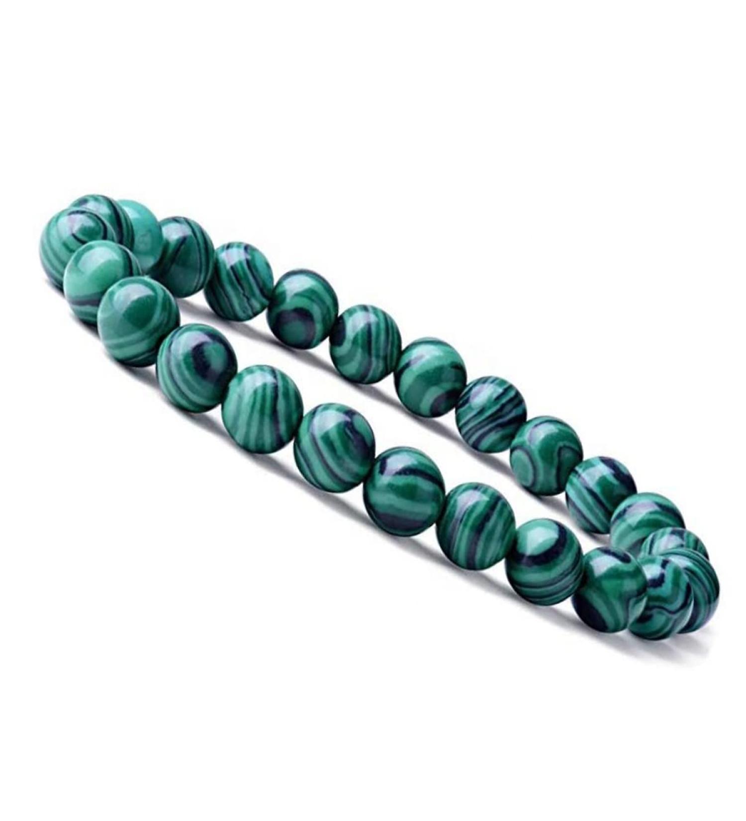 Emilys Gems Power - Chakra Bracelets | Stretchable | 8mm Natural Stone - For your well-being Green Malachite