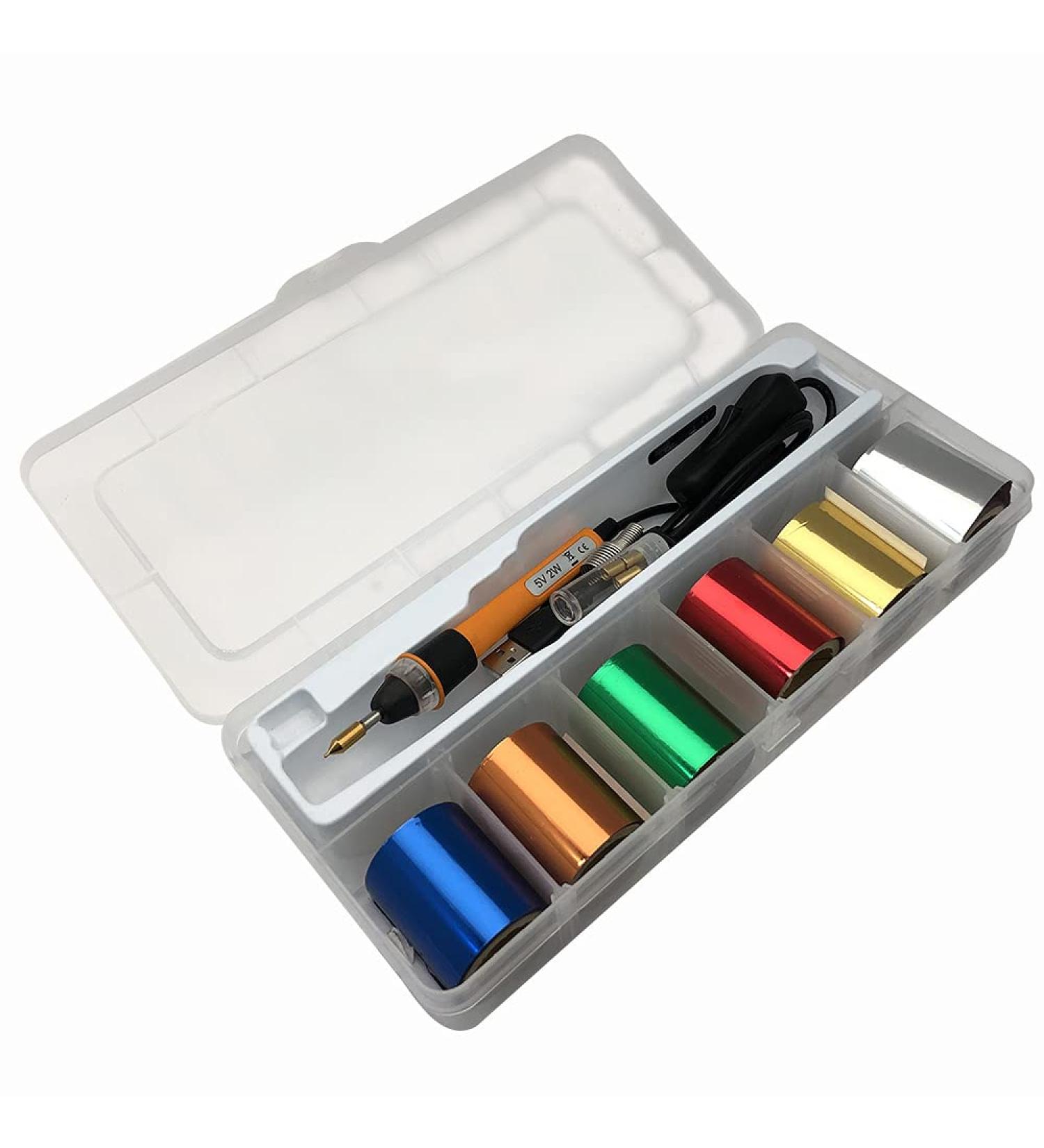USB Hot Stamping Calligraphy Foil Pen with 6 Rolls of Hot Foil Papers - DIY Foiling Project Kit with 4 Tips and Tip Changer - Buy Online on GoSupps.com