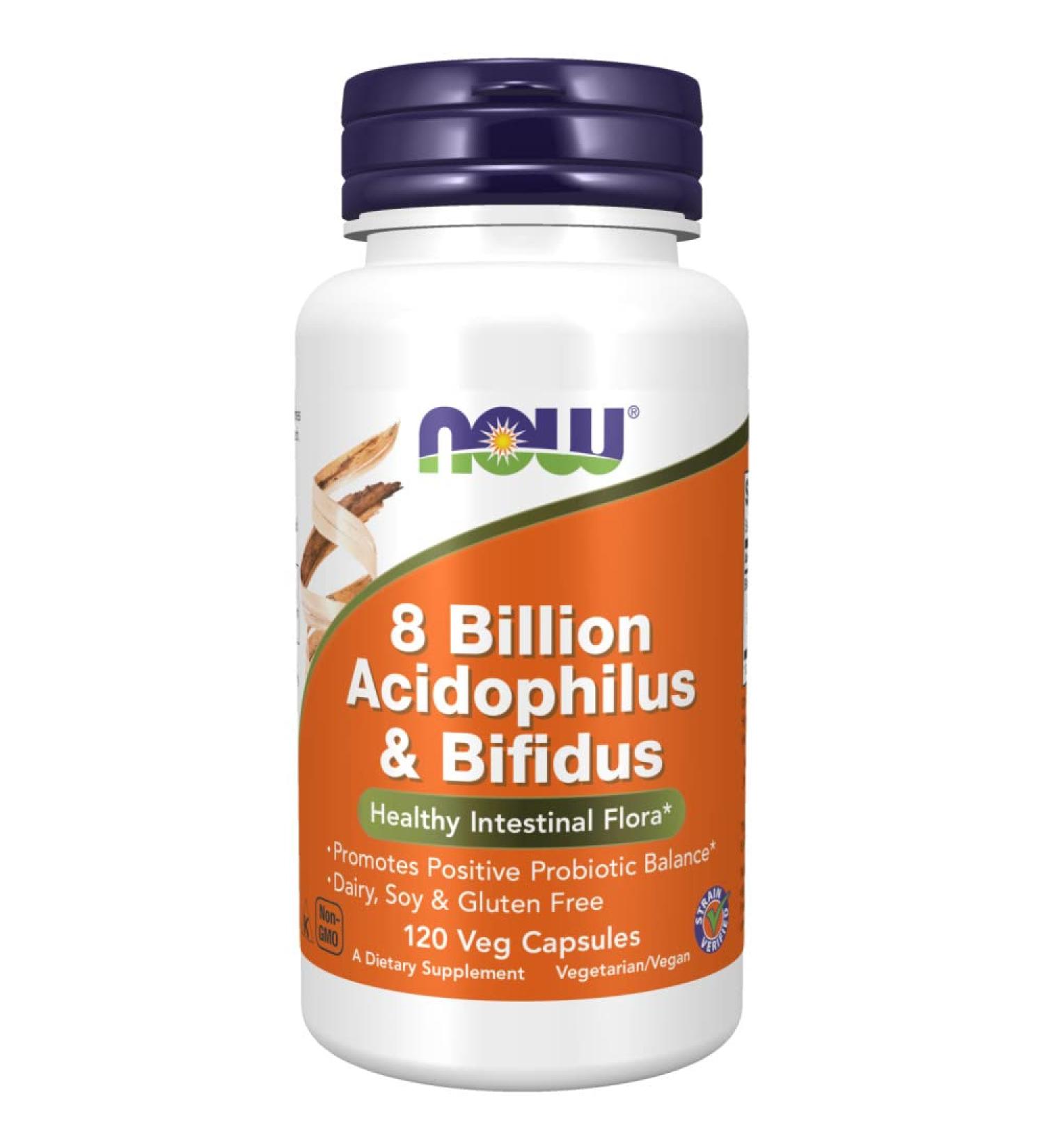 Now Foods: 8 Billion Acidophilus & Bifidus 120 Veg caps (2 Pack)
