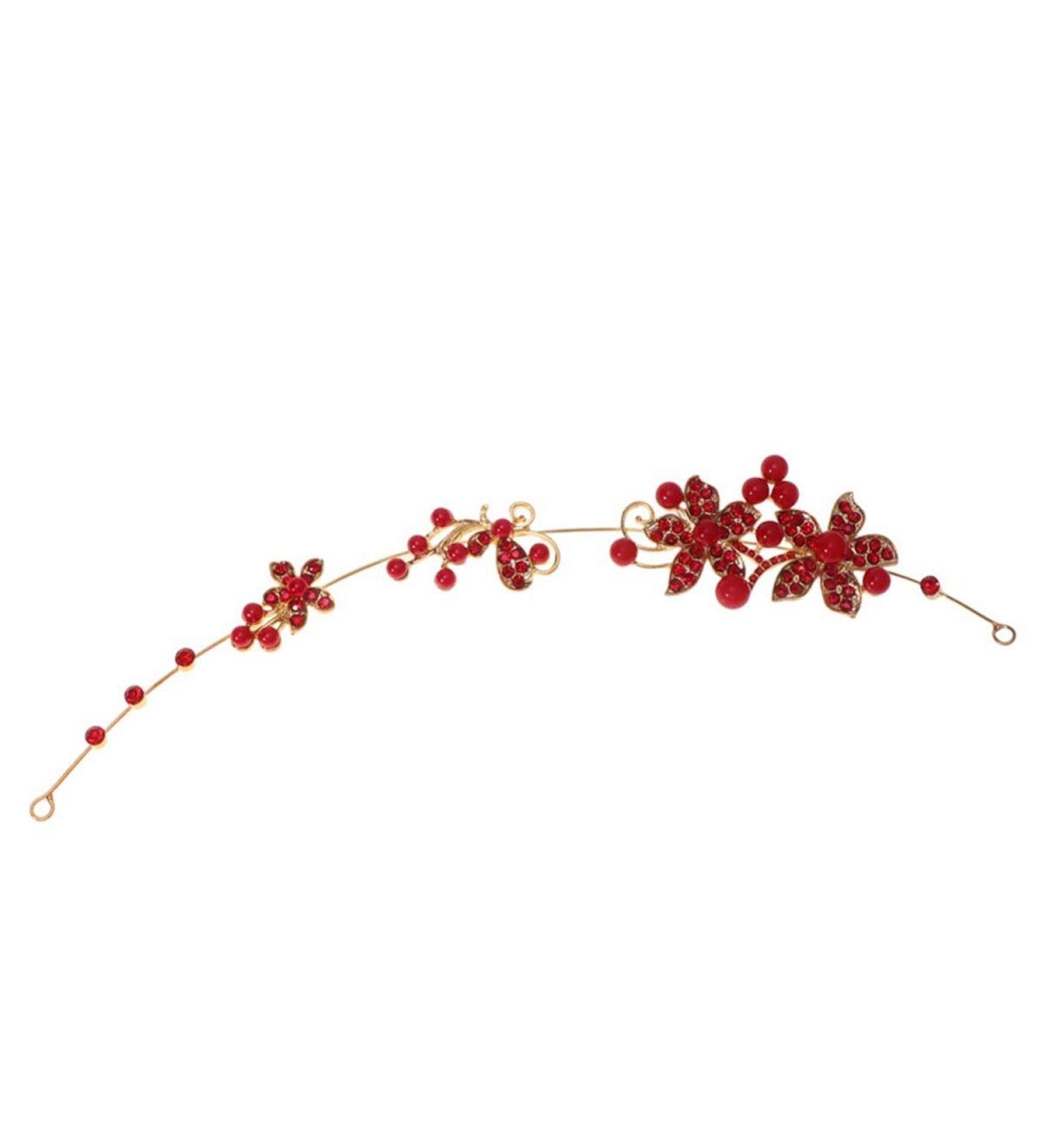 Minkissy Rhinestone Pearl Headband | Bridal Wedding Hairband & Headpiece in Red - Perfect for Elegant Weddings - Buy Online on GoSupps.com