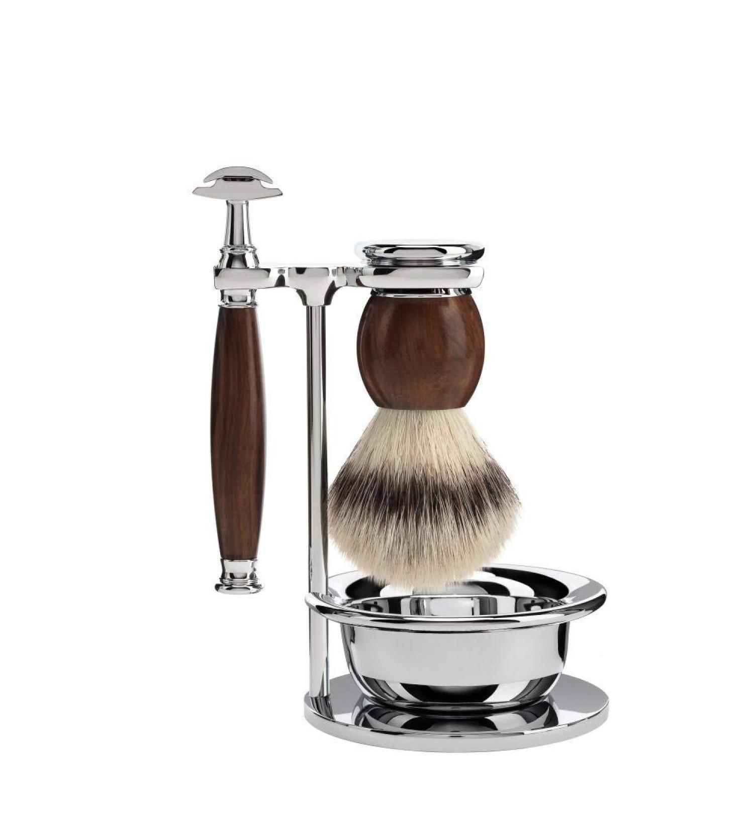 M HLE Sophist Shaving Set with Bowl - Silvertip Fibre Safety Razor in Ironwood | Premium International Shipping - Buy Online on GoSupps.com