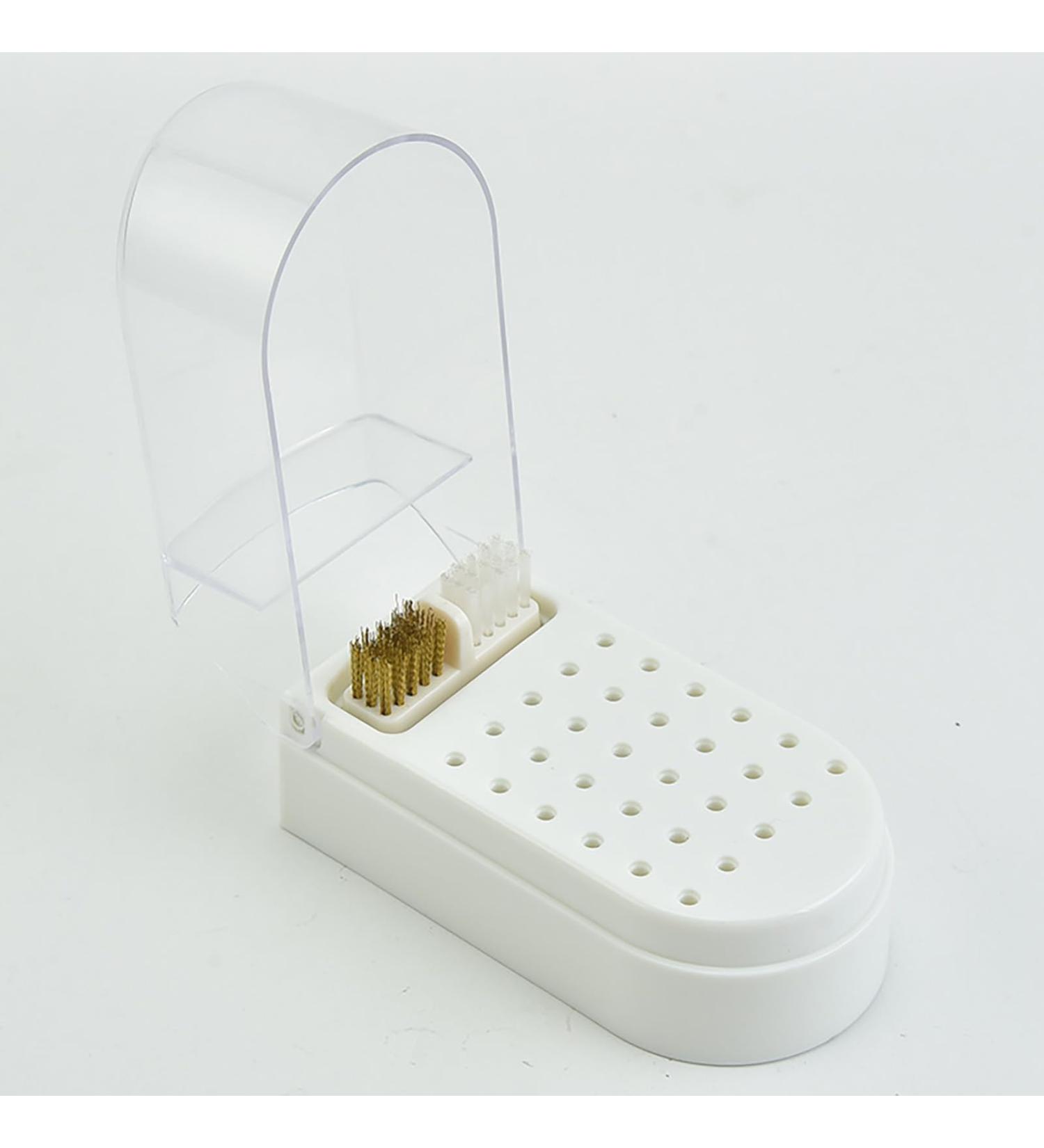 Nail Drill Bit Display Box Dustproof Transparent Portable Nail Drill Bit Holder with Cleaning Brush 30 Holes Plastic Drill Bit Holder For Nails Display (White) - Buy Online on GoSupps.com