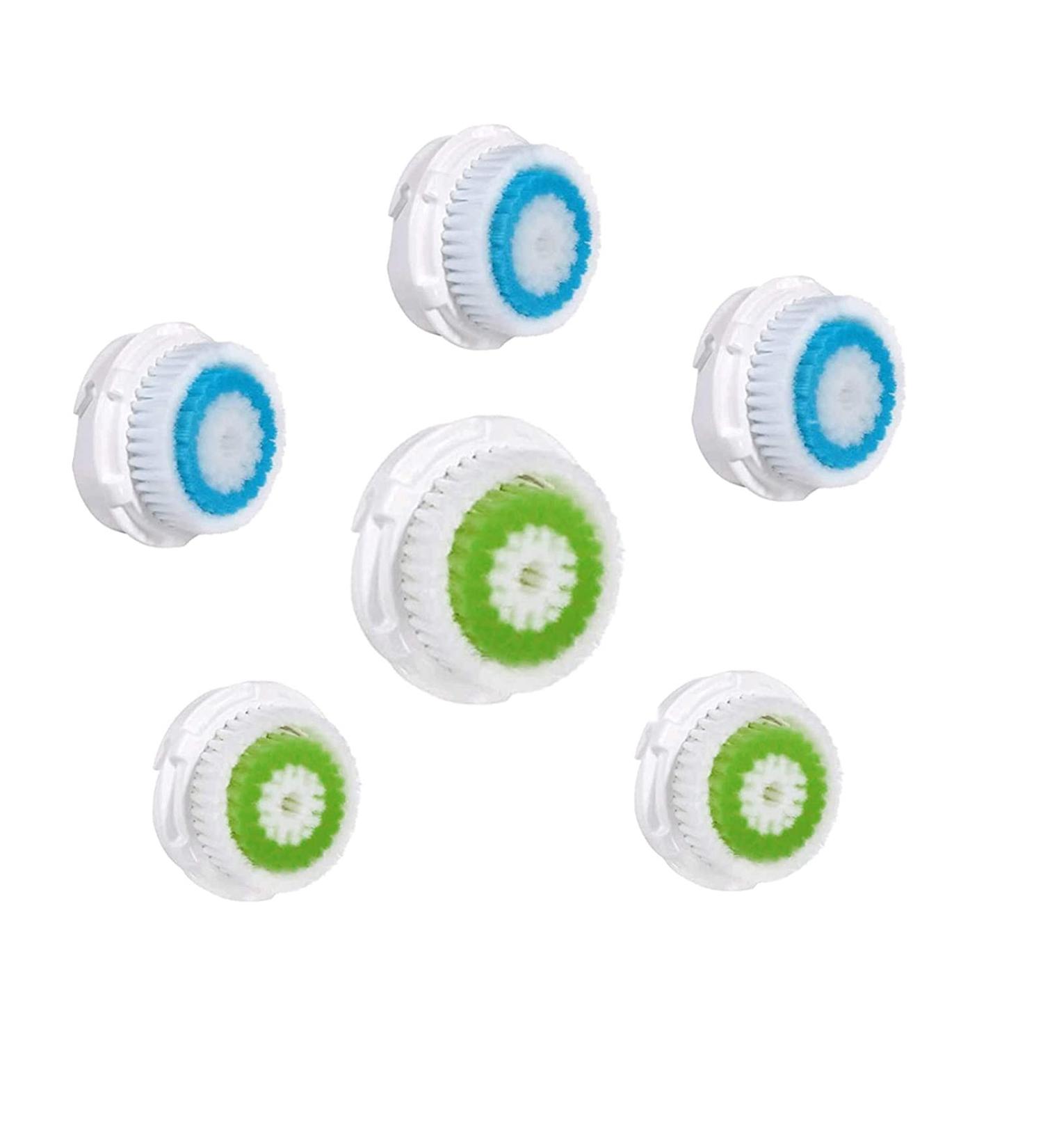 Facial Cleansing Brush Replacement Heads for Deep Pore Cleansing (3 Green 3 Blue) - Ideal for Clogged and Enlarged Pores - Buy Online on GoSupps.com