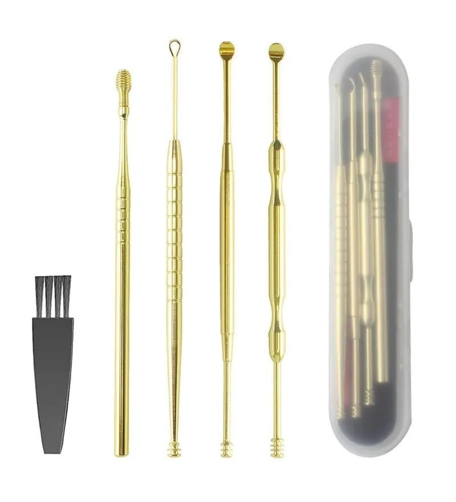 Portable Ear Cleaner Stainless Steel Ear Spoon Set Stainless Steel Ear Wax Remover Reusable Stainless Steel Ear Wax Remover Set Ear Wax Easily Removed Ideal for Personal and Home Use(Golden) - Buy Online on GoSupps.com