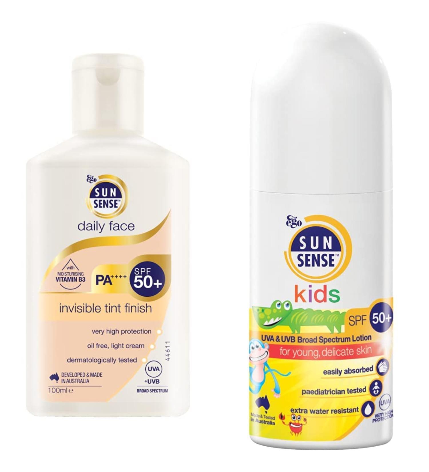 SunSense Daily Face 100g & SunSense Kids SPF50 + Childrens Sunscreen Transparent White 50 millilitre + SPF50 + Childrens Sunscreen - Buy Online on GoSupps.com
