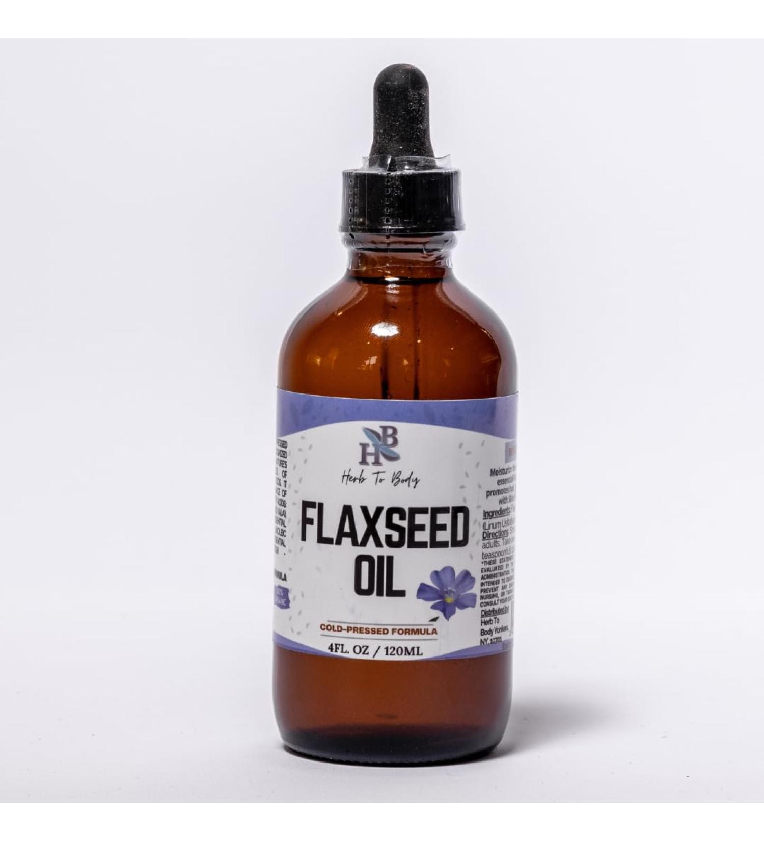 Organic Flaxseed Oil 4oz - Cold Pressed for Hair Growth & Skin Moisturizer - Essential Fatty Acids - Buy Online on GoSupps.com